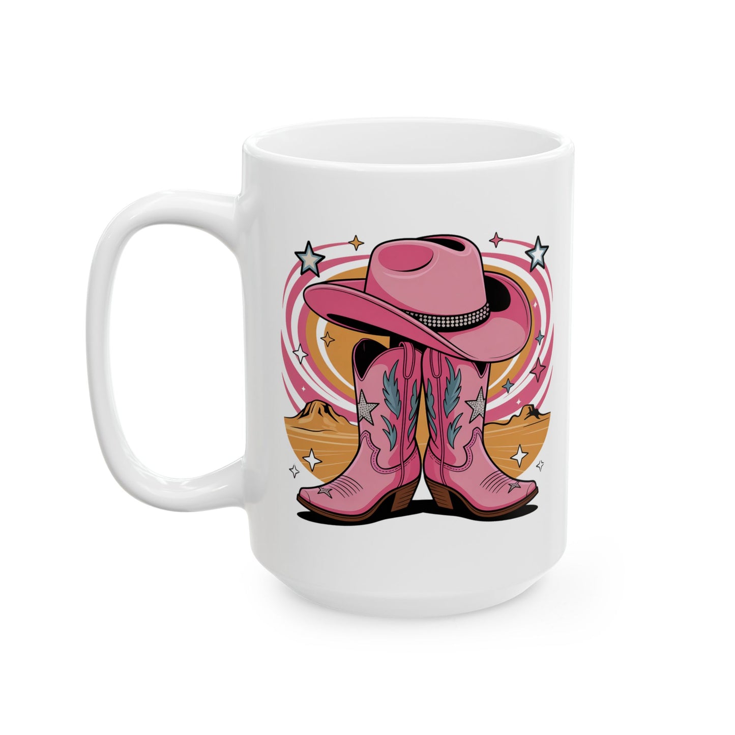 Cowgirl hat and boots Ceramic Mug, (15oz)