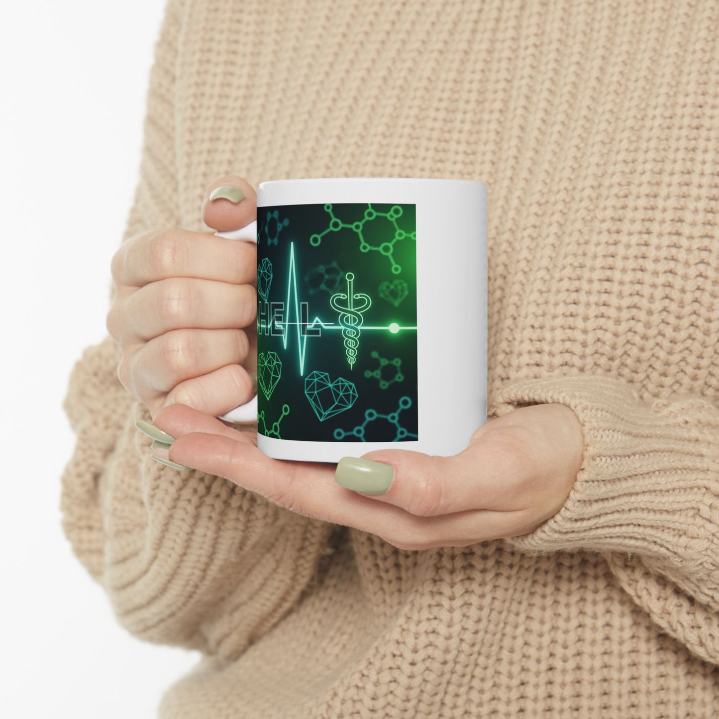 Medical Mug, Healthcare Coffee Mug, Caduceus Mug, Science Mug, Doctor Mug, Nurse Mug, Gift for Med Students, Heartbeat Mug, Molecular Mug