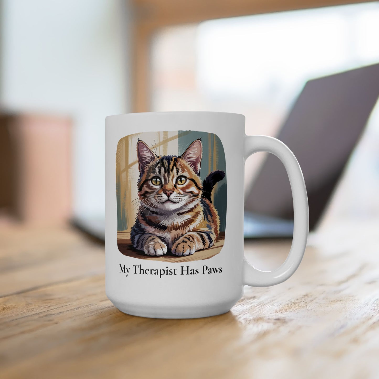 My Therapist has Paws Cat Ceramic Mug, (15oz)