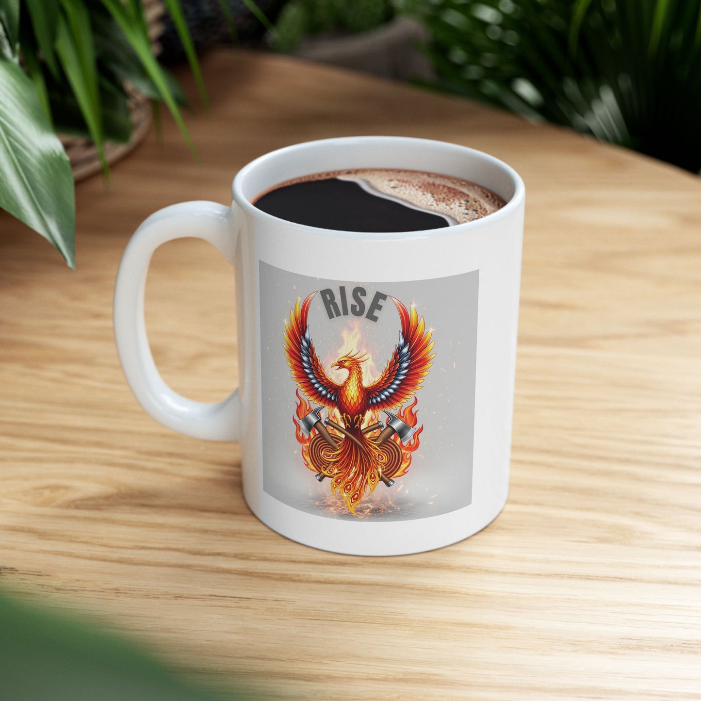 Rise Phoenix Mug, Firefighter Gift, Fire Department Coffee Cup, Heroic Design, Courageous, Gift for Fireman, Unique Present, Rise from Ashes