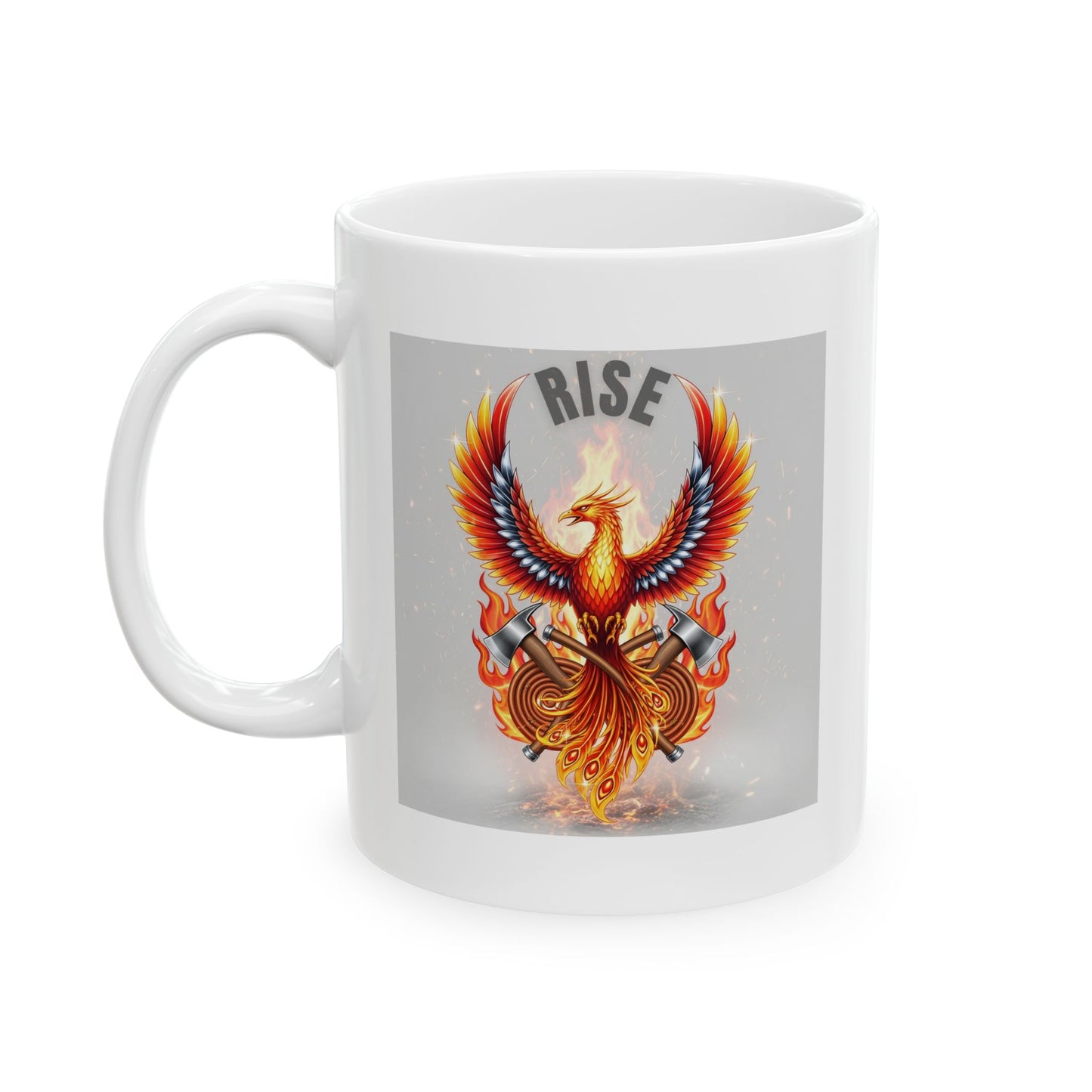 Rise Phoenix Mug, Firefighter Gift, Fire Department Coffee Cup, Heroic Design, Courageous, Gift for Fireman, Unique Present, Rise from Ashes