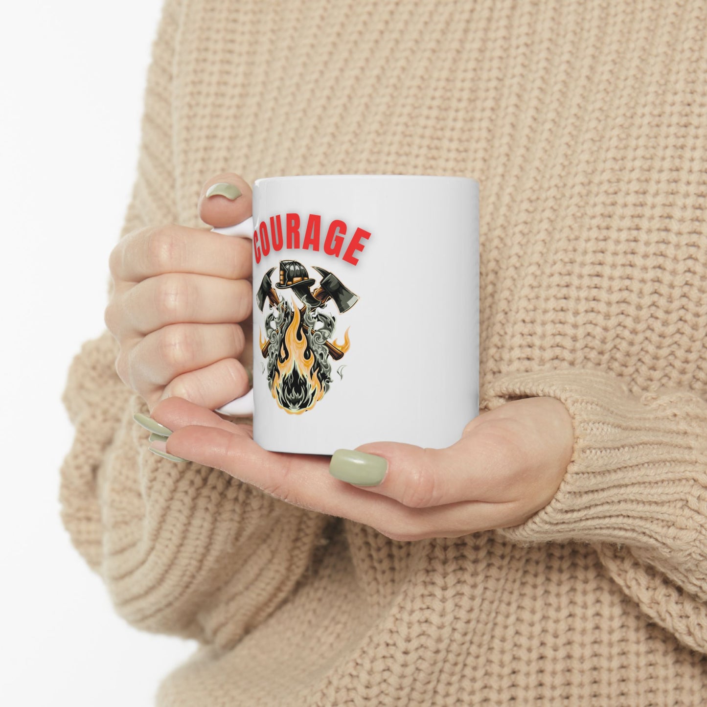 Courage Ceramic Mug - Motivational Coffee Cup, Inspirational Gift, Dog Lover Drinkware, Courage Quote Espresso Mug, Unique Home Office Decor