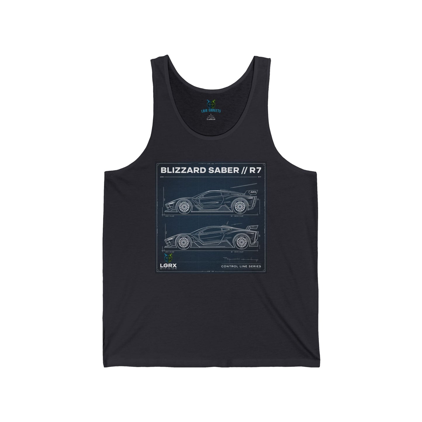 Blizzard Saber R7 T-Shirt, Car Blueprint Art, Automotive Enthusiast Apparel, Racing Car Design, LGRX Division, Control Line Series