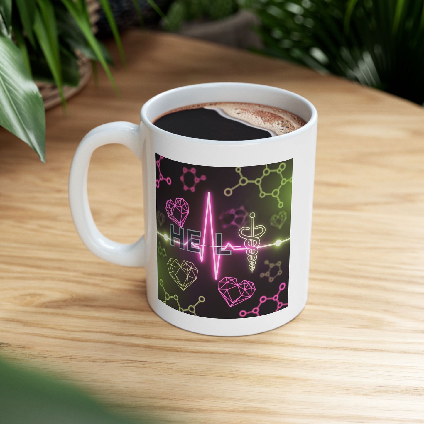 Medical Mug, Healthcare Coffee Mug, Caduceus Mug, Science Mug, Doctor Mug, Nurse Mug, Gift for Med Students, Heartbeat Mug, Molecular Mug