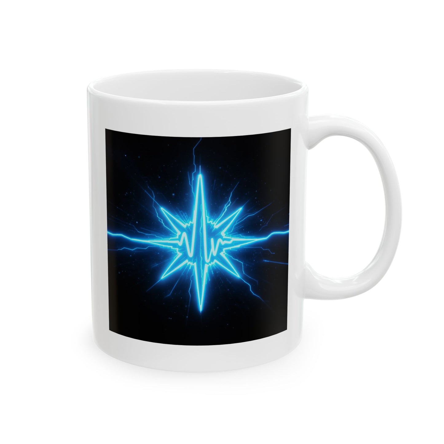 Pulse of the Brave EMT Mug – Storm Response Series – 11oz Black Ceramic Mug with Double-Sided Electric Pulse and Star of Life Design – Lair Gadgets First Responder Gift