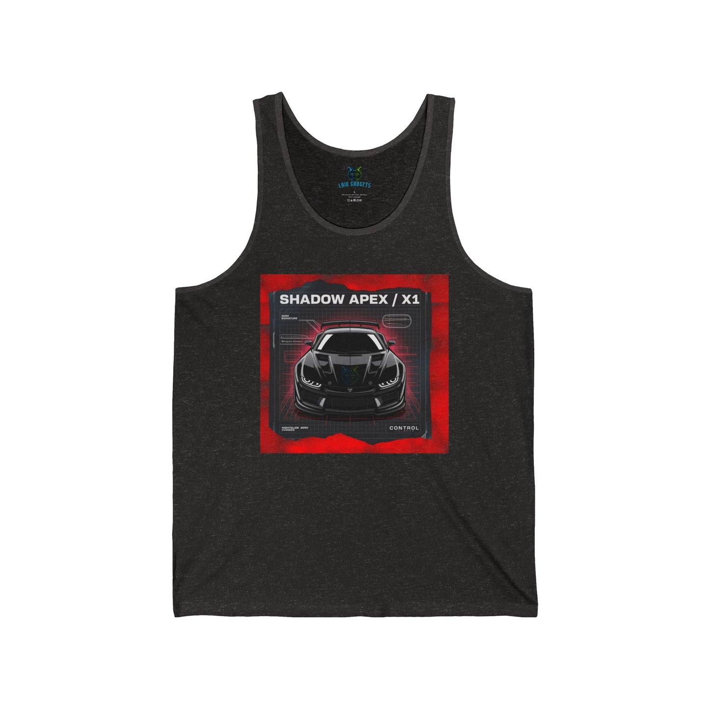 Shadow Apex X1 Unisex Jersey Tank - Cool Graphic Tank Top for Car Enthusiasts, Gift for Motorsports Fans, Summer Fashion