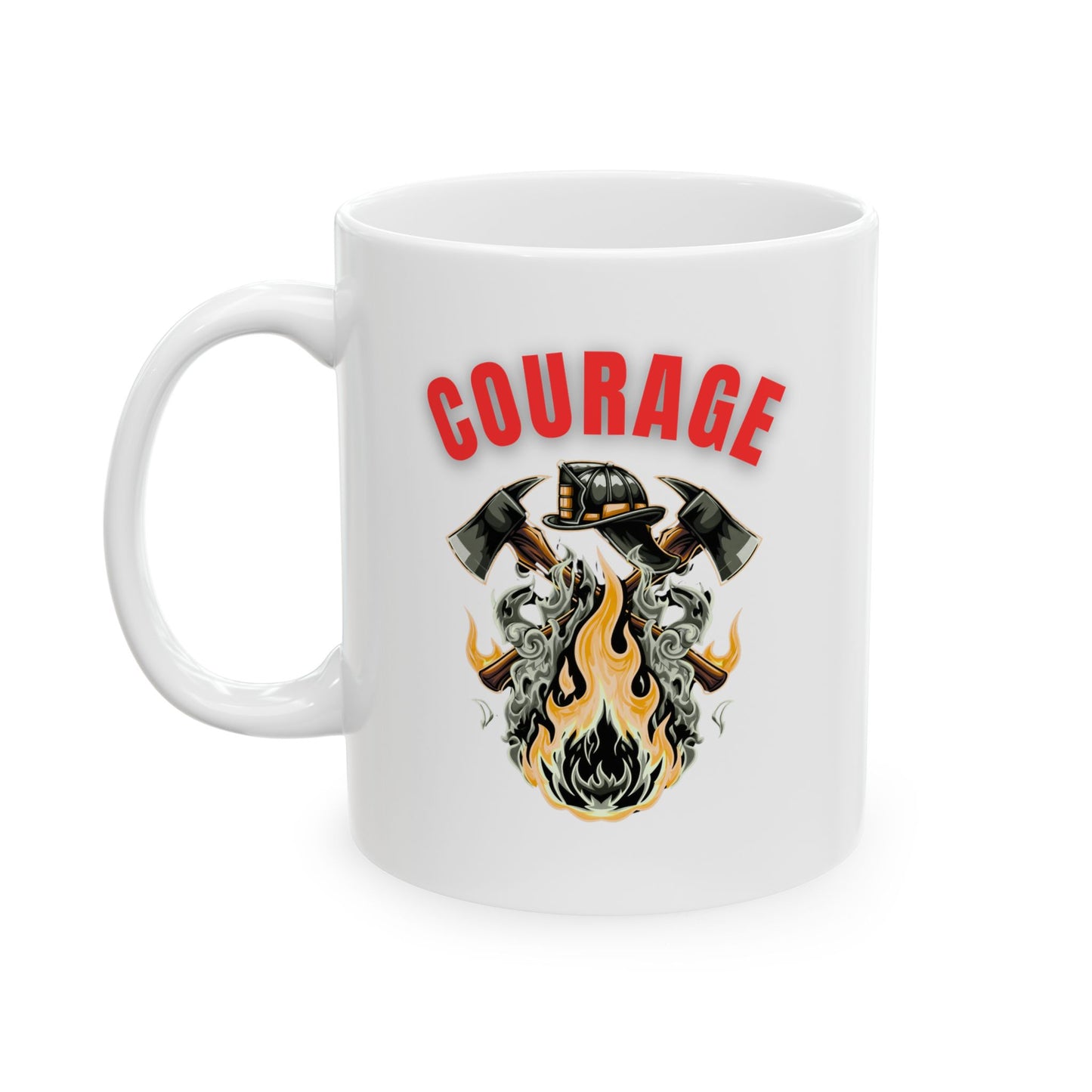 Courage Ceramic Mug - Motivational Coffee Cup, Inspirational Gift, Dog Lover Drinkware, Courage Quote Espresso Mug, Unique Home Office Decor