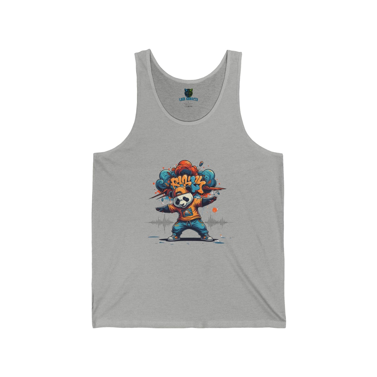 Street Art Panda Unisex Jersey Tank Top, Graphic Tee for Summer, Festival Wear, Gift for Artists, Casual Outfit