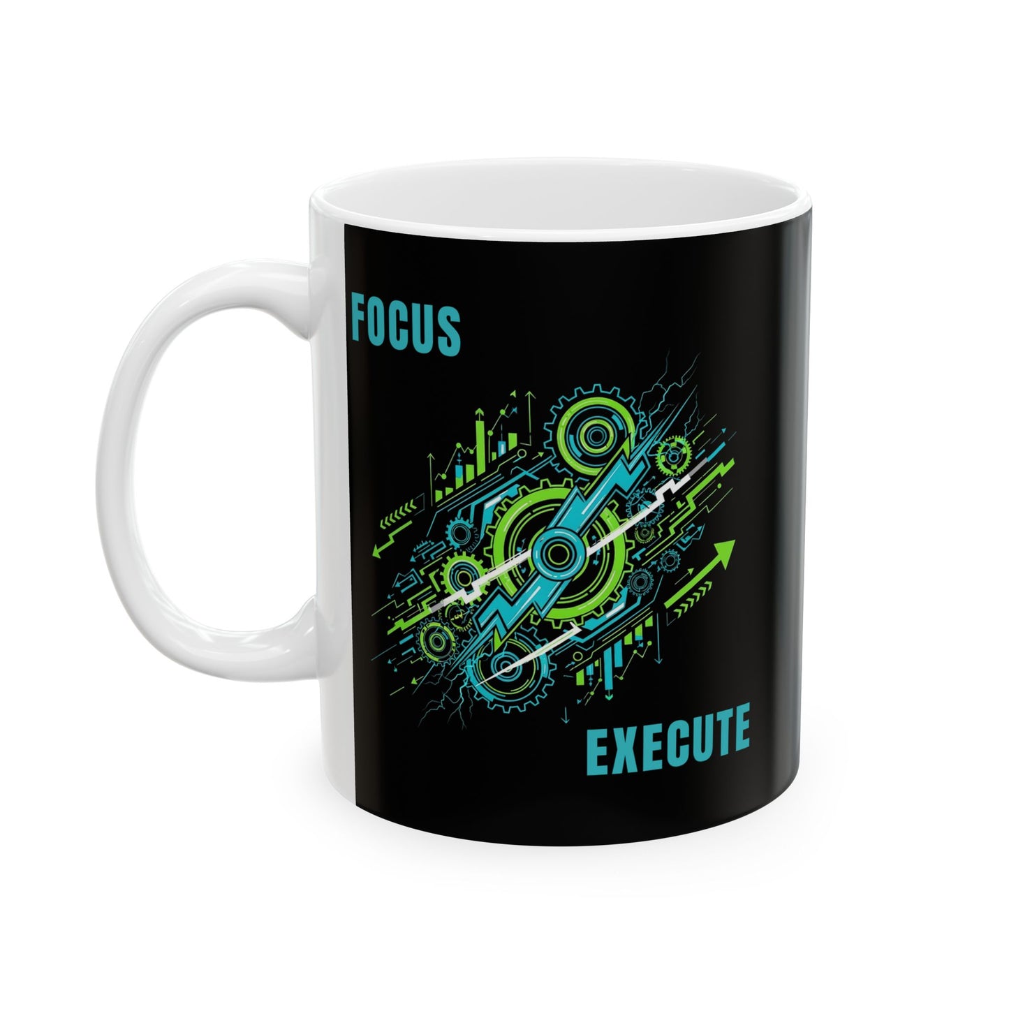 Motivational Ceramic Mug for Focus and Execution, Inspirational Coffee Cup, Office Gift, Gamer Mug, Unique Present