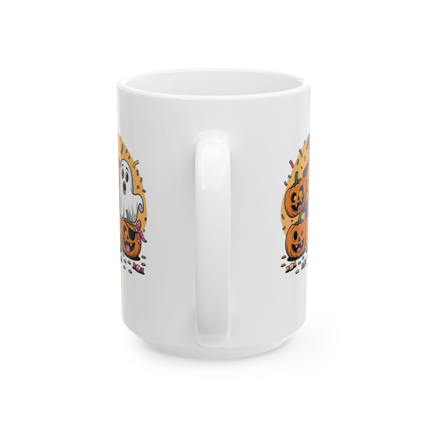Halloween Mug, Cute Witch and Ghost Design, Perfect for Fall, Autumn, Halloween Decor, Ceramic Coffee Cup