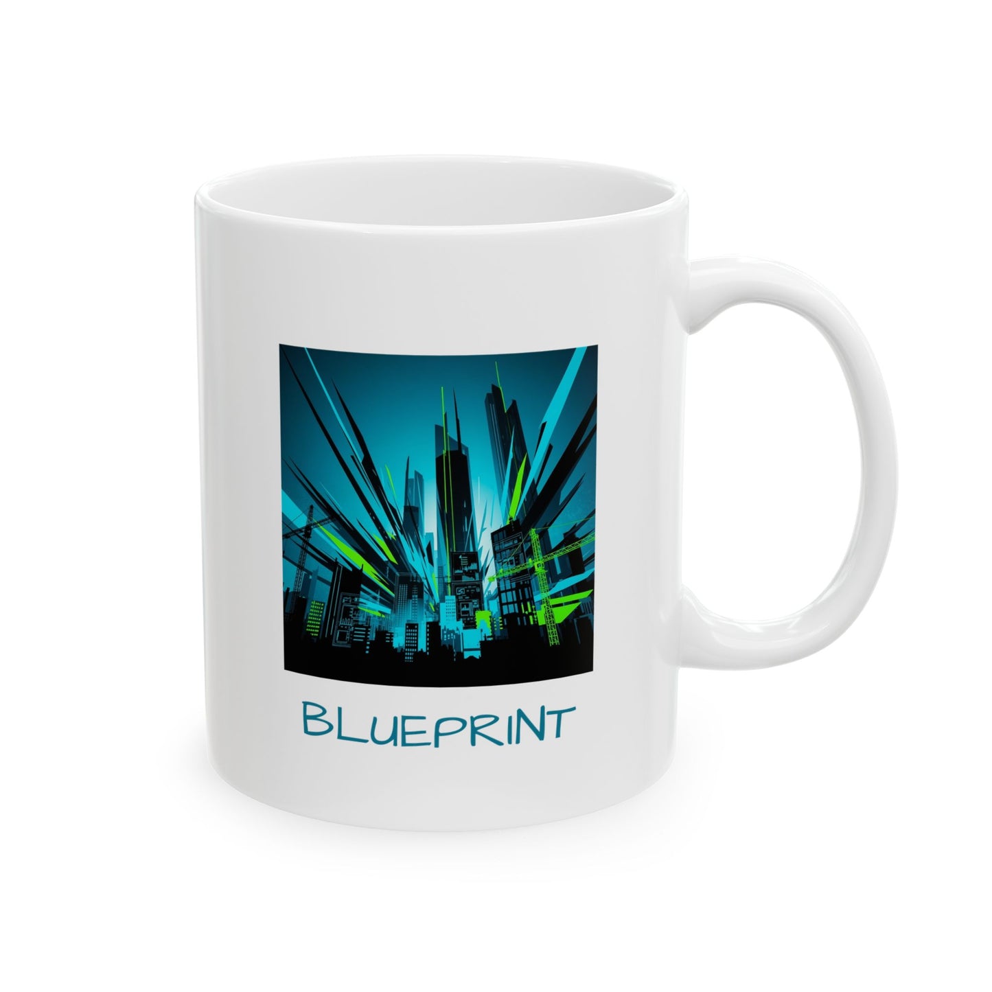 Cyberpunk Mug, Futuristic Cityscape, Neon Skyline Art, Modern Architecture Gift, Unique Coffee Cup, Urban Design Mug, Architect Gift
