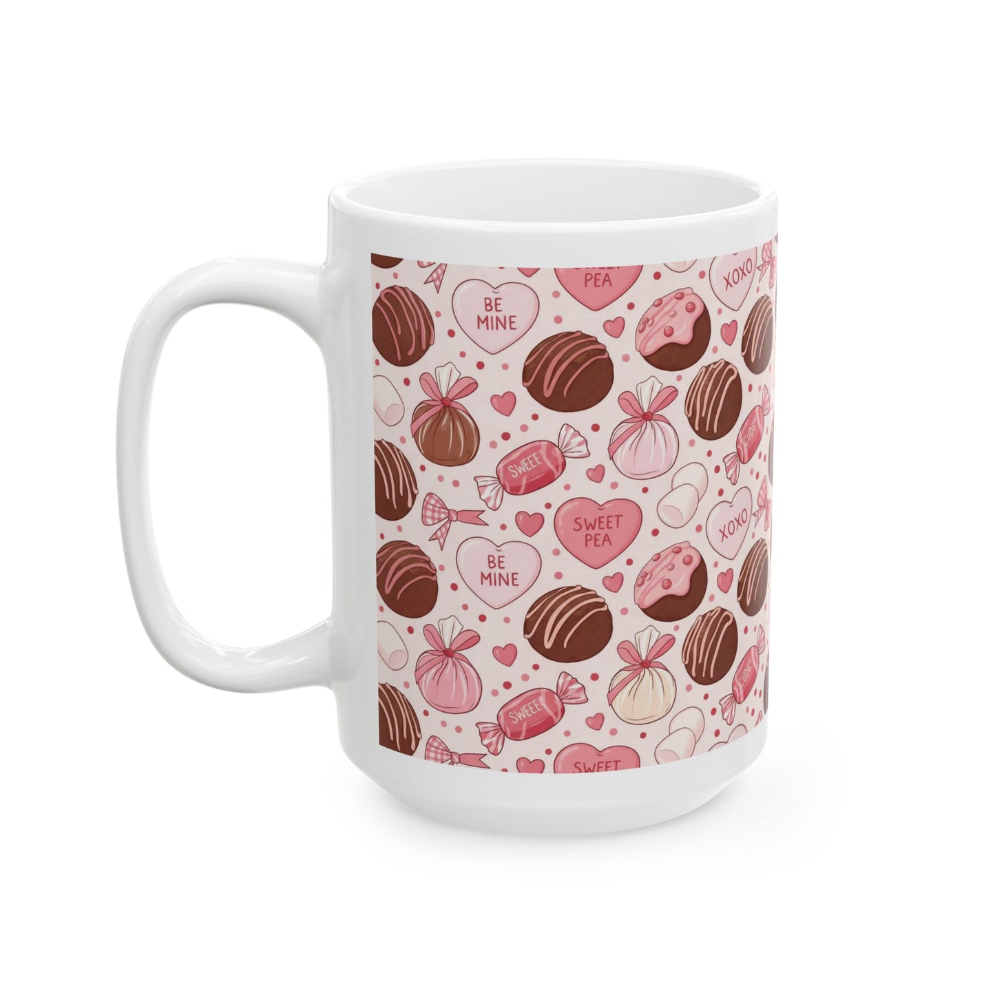Valentine Chocolate Truffle Pattern 15oz Ceramic Mug — Score 69