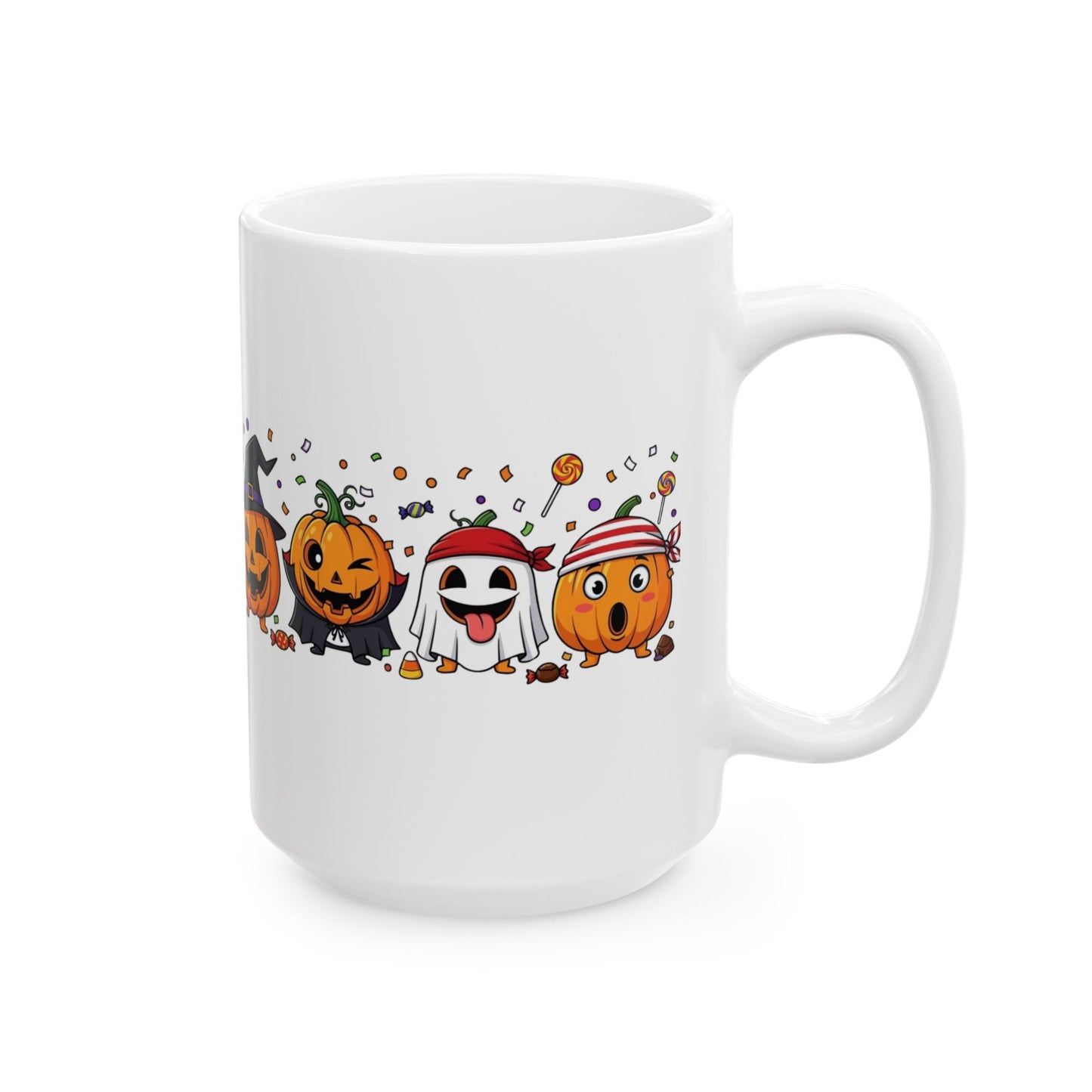 Halloween Pumpkin Friends Ceramic Mug, Cute Halloween Mug, Pumpkin Coffee Cup, Spooky Decor, Fall Essentials