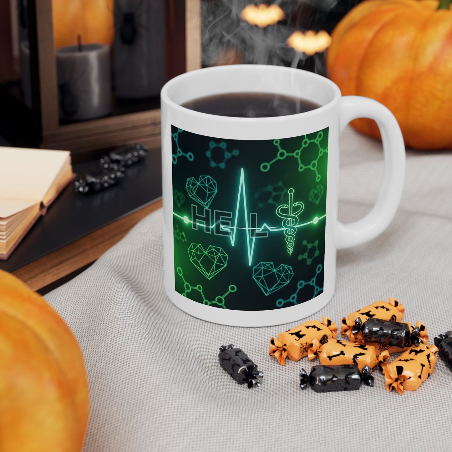 Medical Mug, Healthcare Coffee Mug, Caduceus Mug, Science Mug, Doctor Mug, Nurse Mug, Gift for Med Students, Heartbeat Mug, Molecular Mug