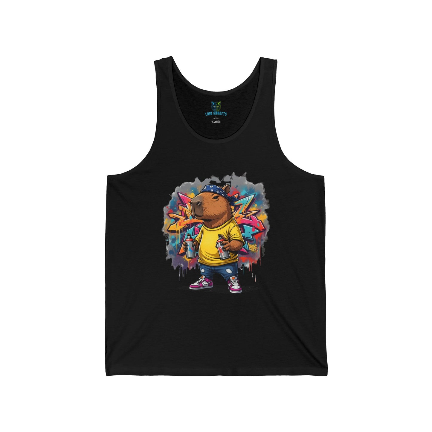 Graffiti Animal Unisex Jersey Tank Top, Cool Summer Apparel, Street Art Clothing, Casual Wear for Artists, Unique Gift Idea