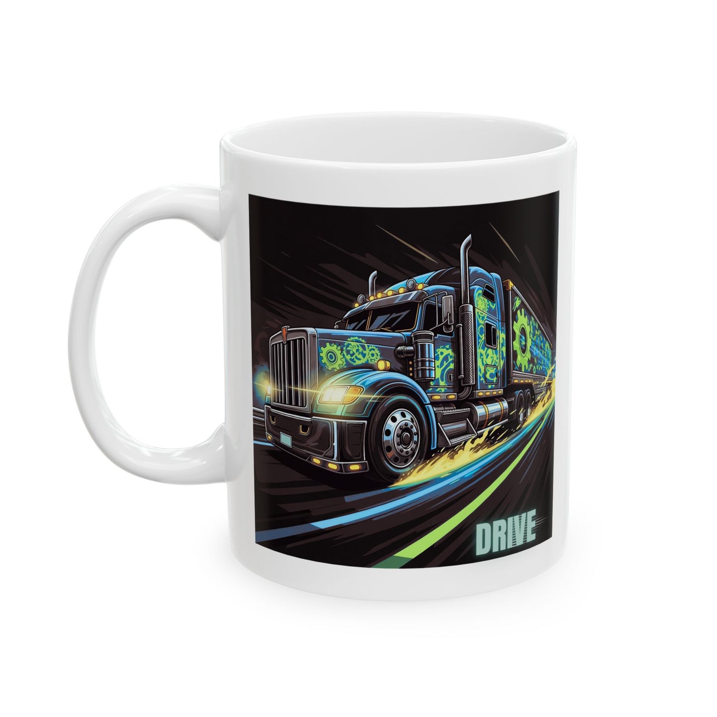 Cool Trucker Mug, Kenworth Design, Big Rig Art, Semi Truck Gift, Driving Enthusiast Present, Transport Lover Coffee Cup