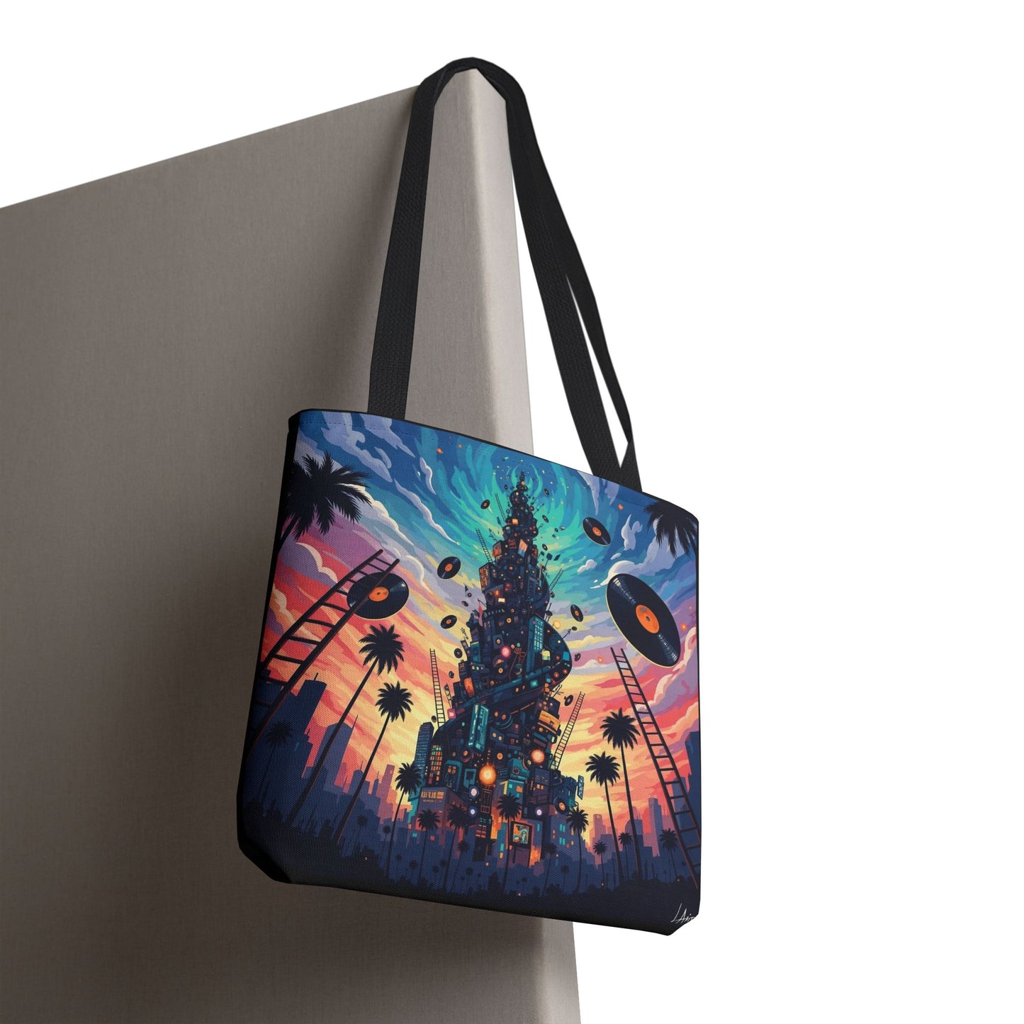 Vibrant Music-Themed Tote Bag, Groovy Beach Bag, Bohemian Eco-Friendly Shopping Tote, Artsy Gift for Music Lovers, Festival Accessory
