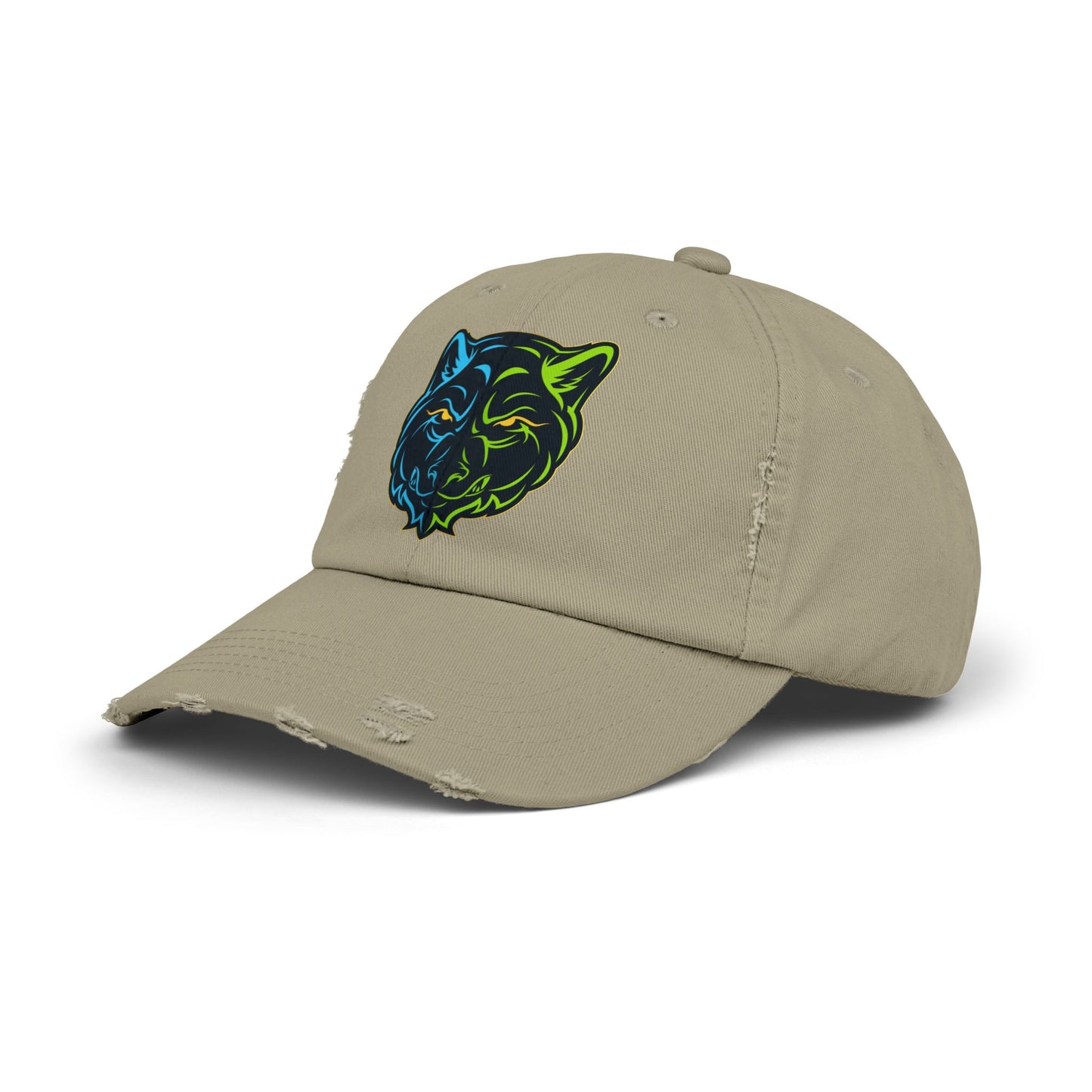 Lair Gadgets Vibrant Distressed Cap with Wolf Design | Unisex Cap for Outdoor Adventures, Casual Style, Gift for Animal Lovers, Summer Accessory