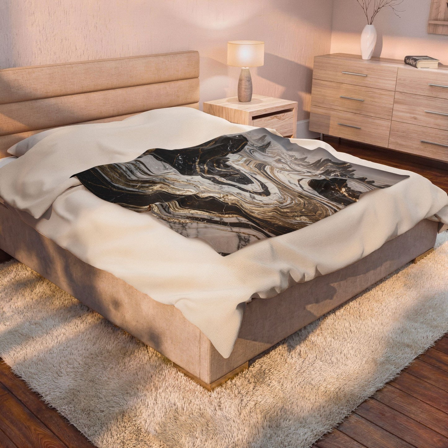 Abstract Marble Throw Blanket Black Gold Luxury Decor Blanket Modern Contemporary Home Accent Soft Plush Couch Throw by Lair Gadgets