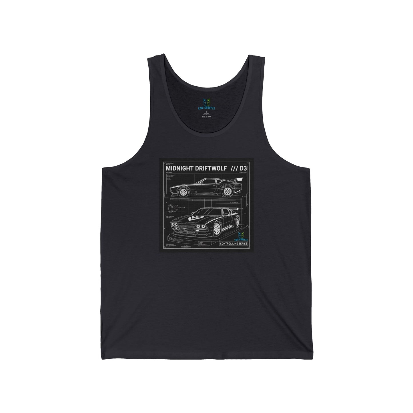 Midnight Driftwolf T-Shirt, Car Blueprint Design, Automotive Enthusiast, Racing Inspired Apparel, Unique Graphic Tee, D3 Control Line Series