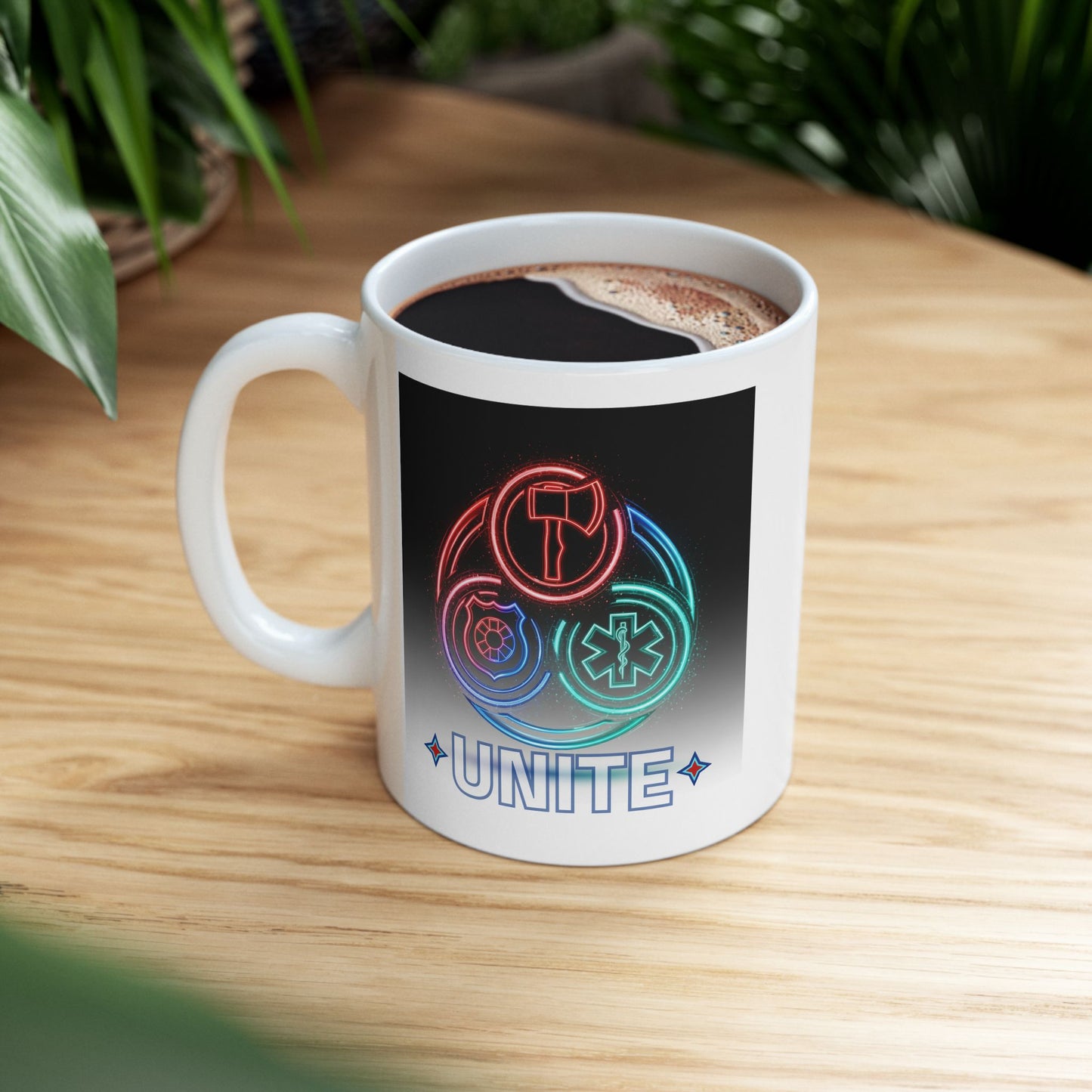 Unite First Responder Mug, Firefighter Police EMT Design, Emergency Services Gift, Support Our Heroes Cup, United We Stand Coffee Mug