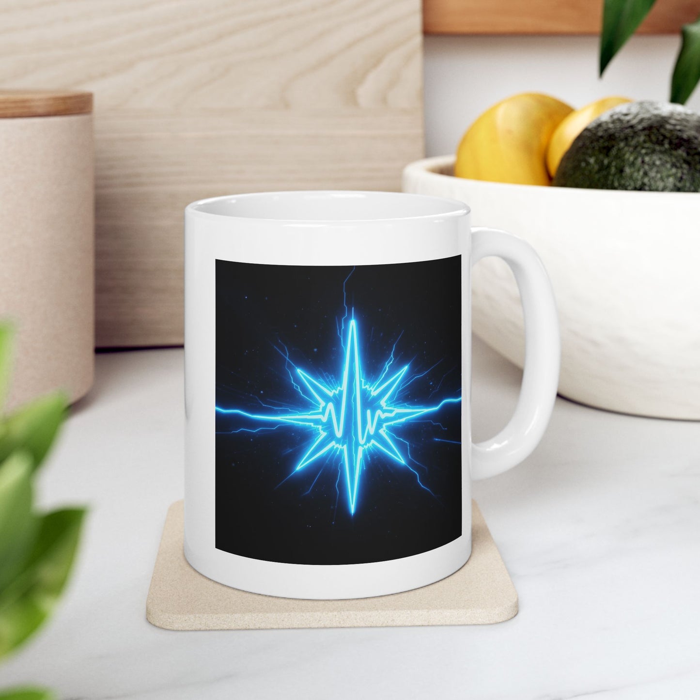 Pulse of the Brave EMT Mug – Storm Response Series – 11oz Black Ceramic Mug with Double-Sided Electric Pulse and Star of Life Design – Lair Gadgets First Responder Gift
