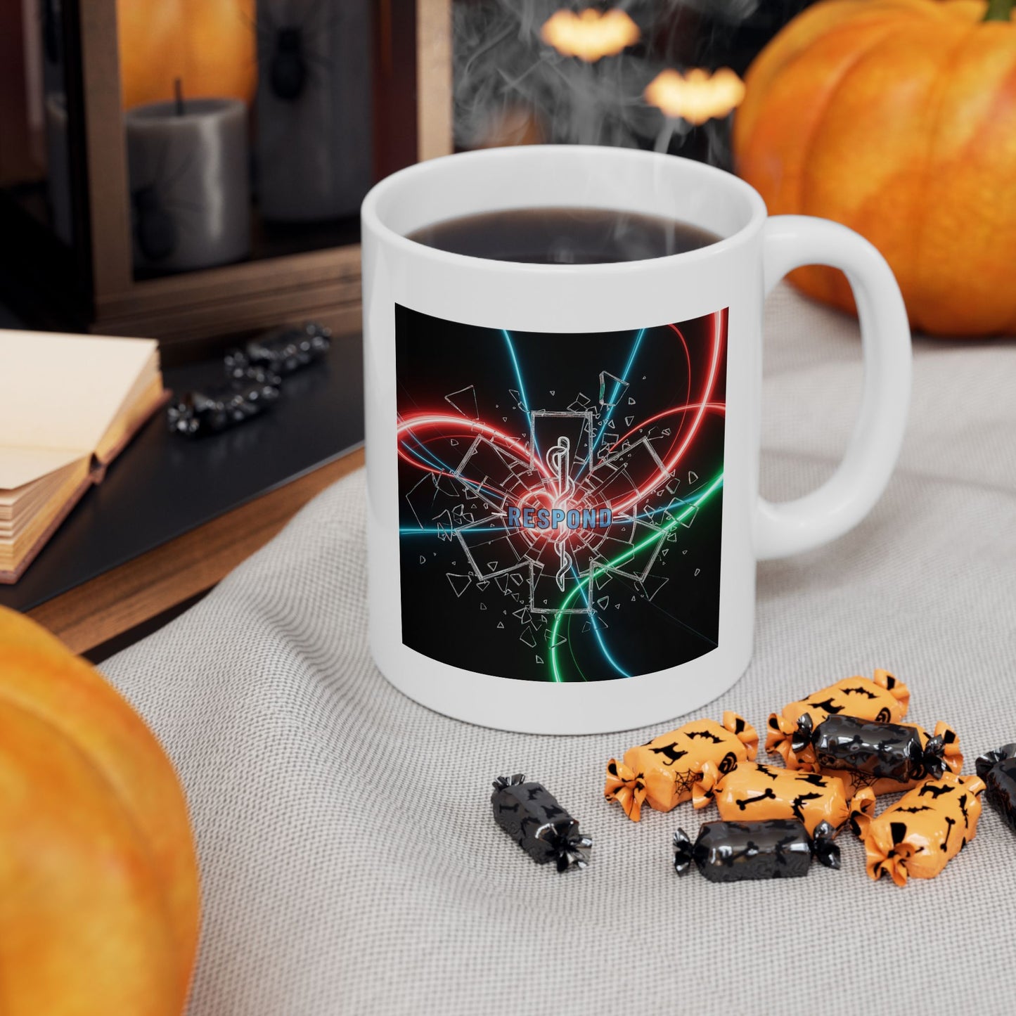 Respond Medical Mug, EMT Gift, Paramedic Mug, Emergency Services Mug, First Responder Mug, Neon Lights Mug, Star of Life Design