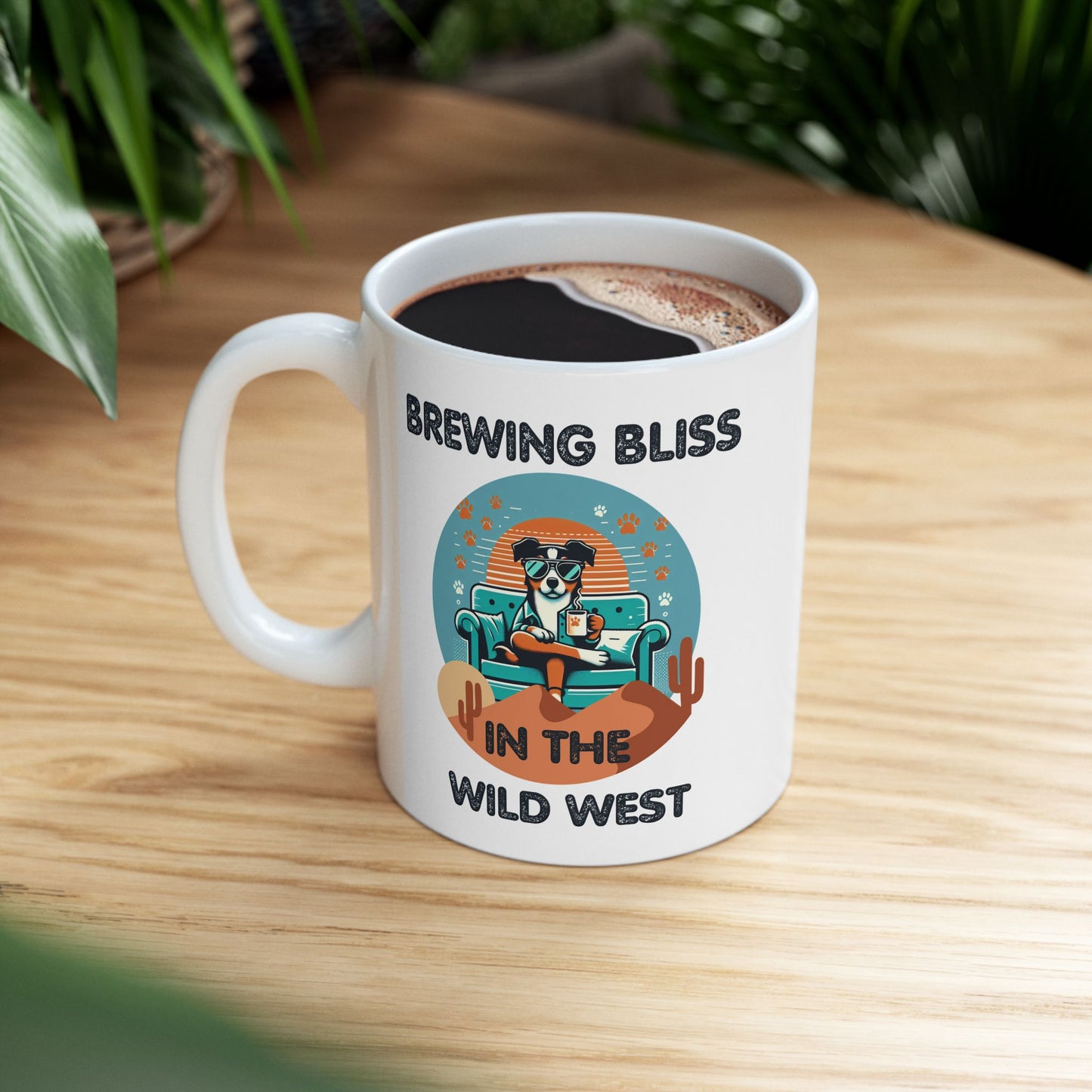 Mug - Cartoon Dog Brewing Bliss in the Wild West