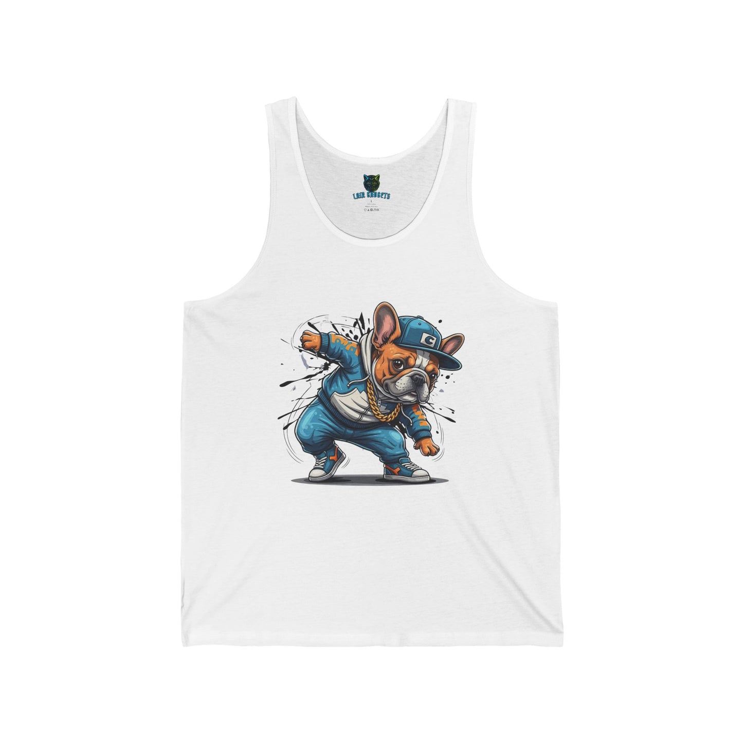 Cool Dog Breakdancer Unisex Jersey Tank, Funny Pet Lover Shirt, Hip Hop Tank Top, Casual Summer Wear, Gift for Dog Owners