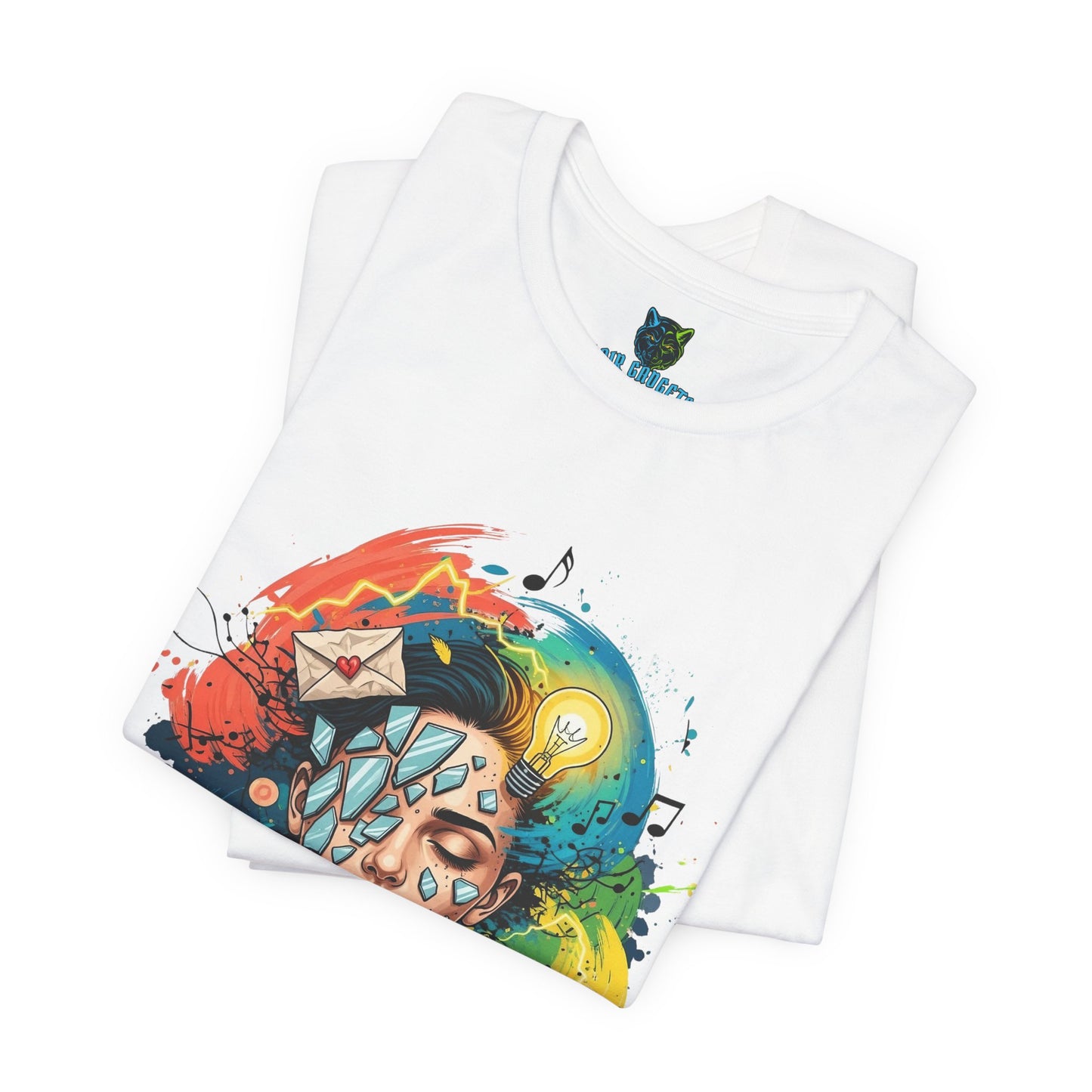 Remnants T-Shirt, Abstract Art Tee, Creative Mind Shirt, Broken Glass Tee, Light Bulb T Shirt, Music T Shirt, Colorful Graphic Tee