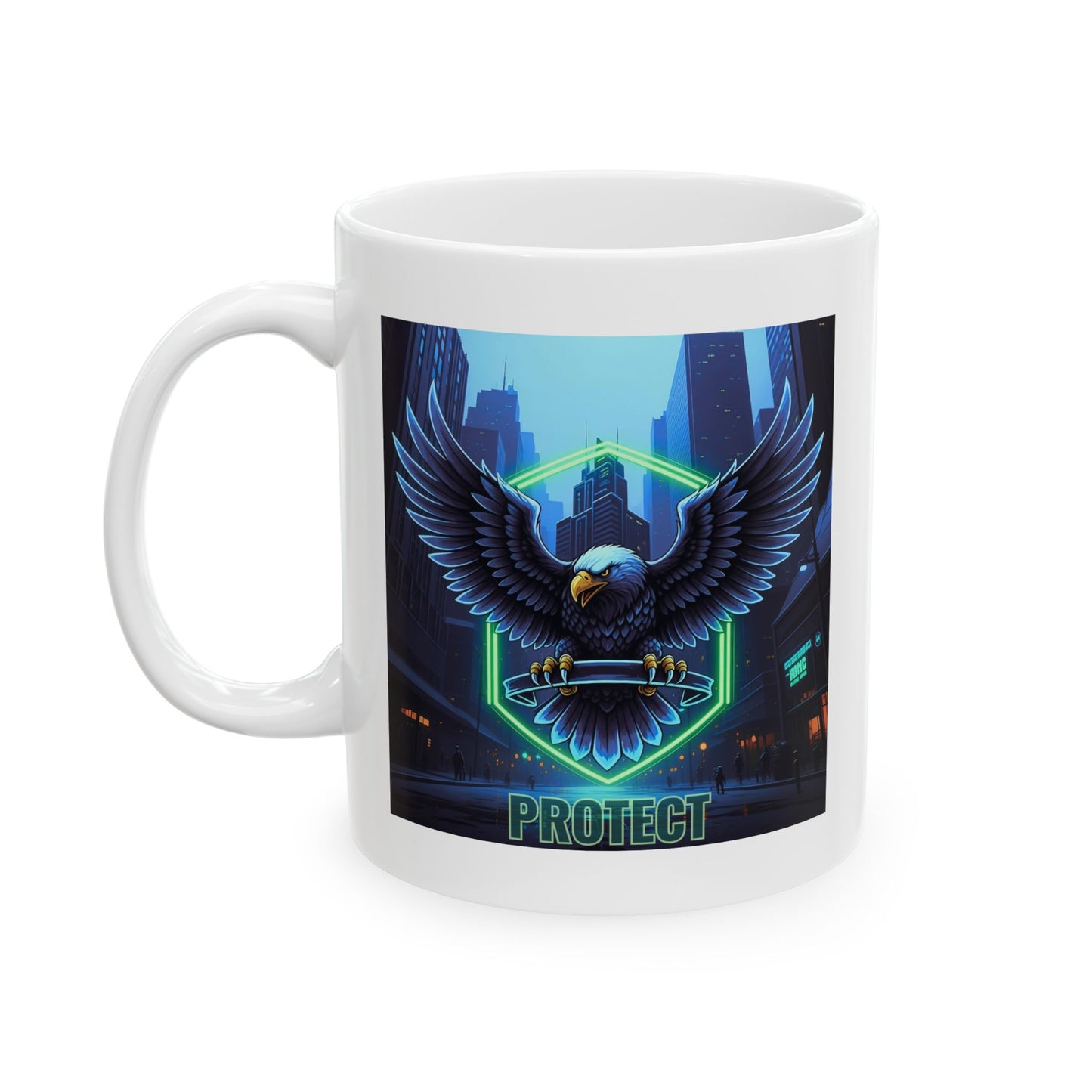 Neon Wings Ceramic Mug | Gift for Dreamers, Coffee Lovers, Art Enthusiasts, Home Decor, Inspirational Drinkware