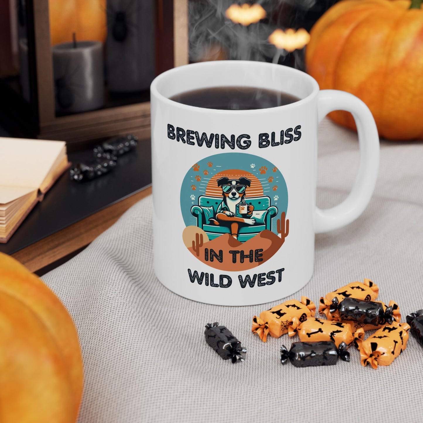 Mug - Cartoon Dog Brewing Bliss in the Wild West