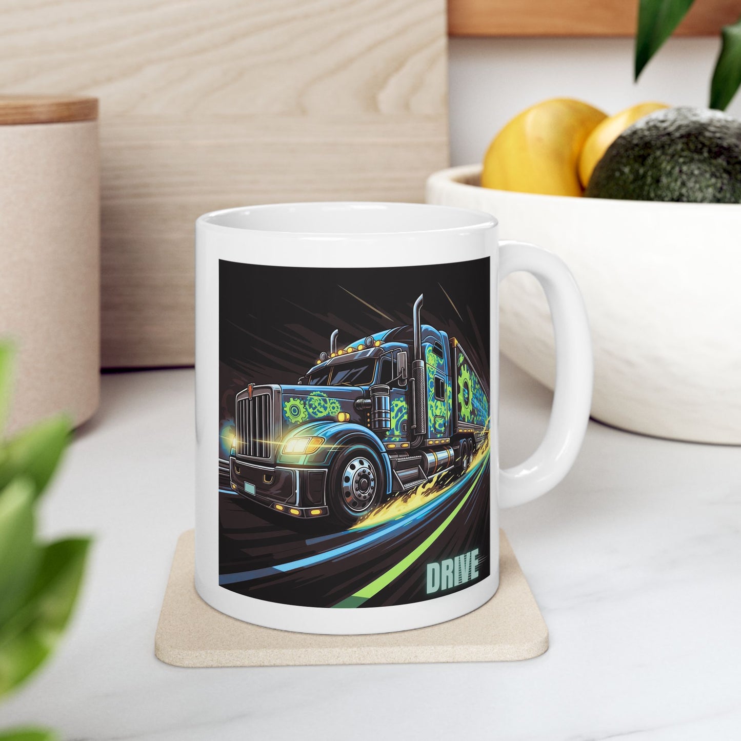 Cool Trucker Mug, Kenworth Design, Big Rig Art, Semi Truck Gift, Driving Enthusiast Present, Transport Lover Coffee Cup