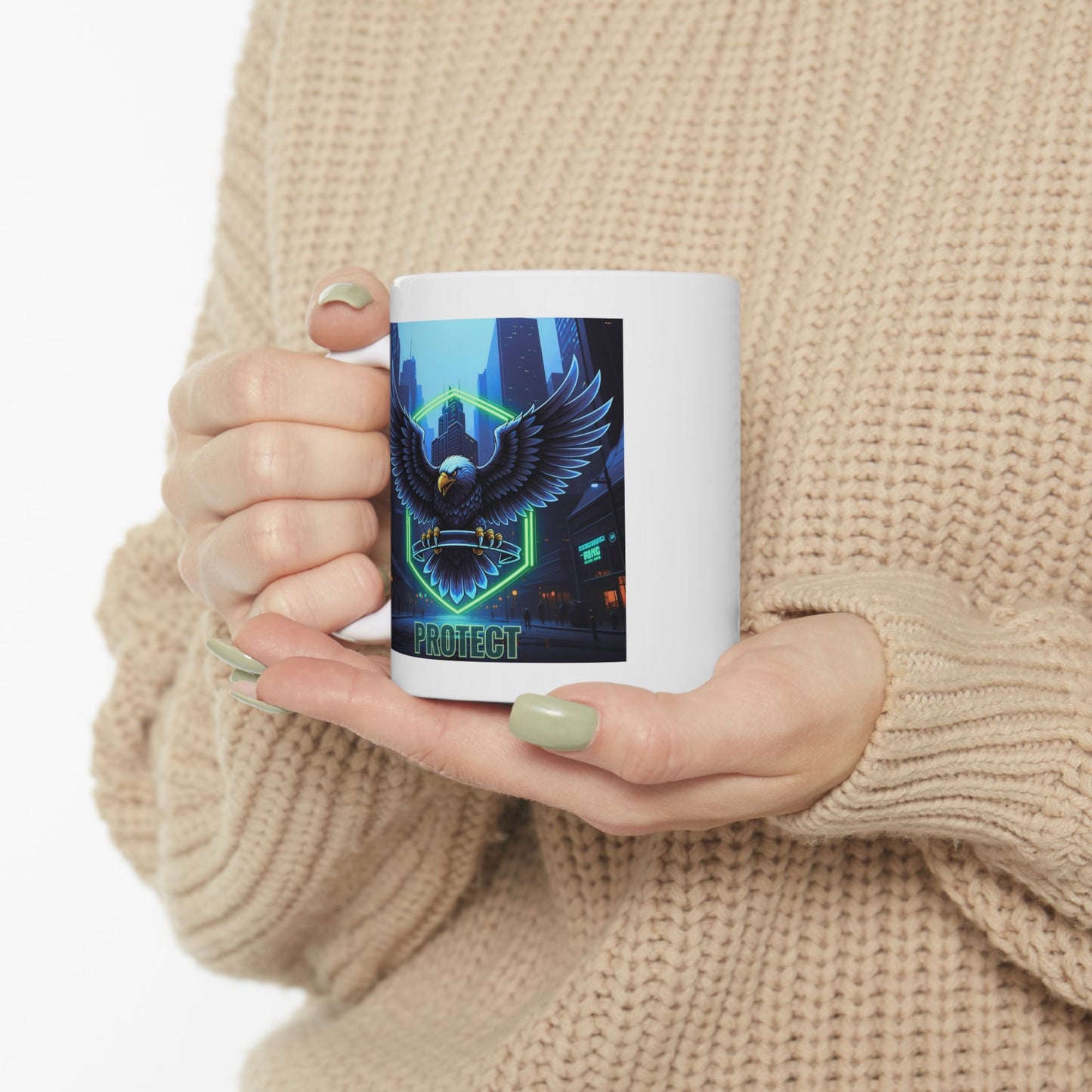 Neon Wings Ceramic Mug | Gift for Dreamers, Coffee Lovers, Art Enthusiasts, Home Decor, Inspirational Drinkware
