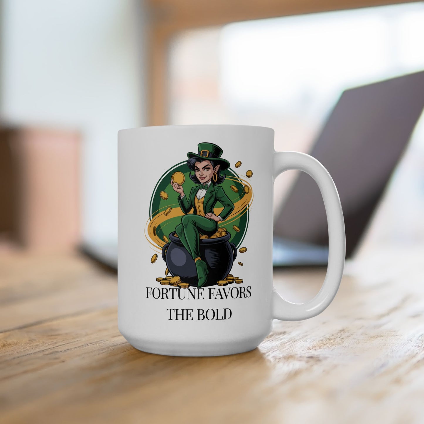 Fortune Favors the Bold Ceramic Mug, (15oz)