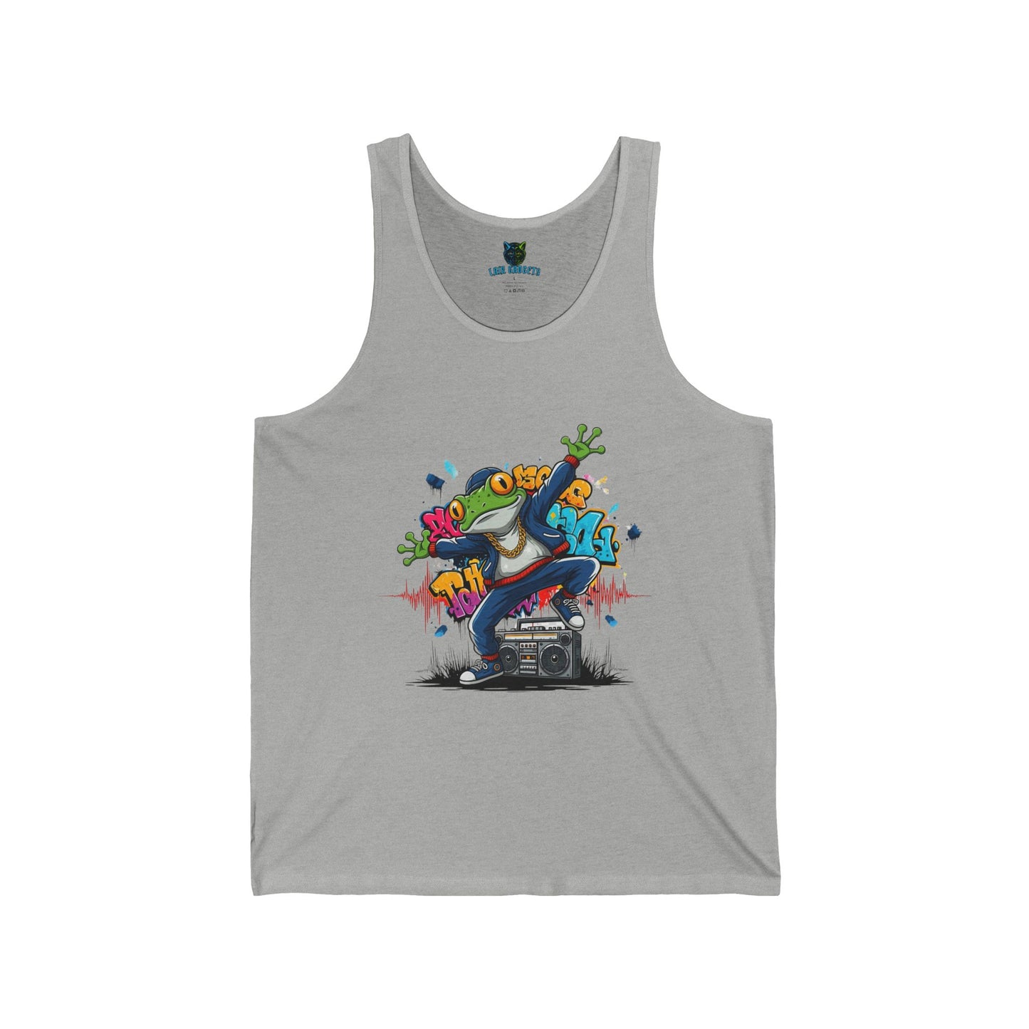 Hip Hop Frog Jersey Tank, Dancing Frog with Boombox, Funny Animal Tank, Urban Style Shirt, Cool Graphic Tank, Music Lover Gift