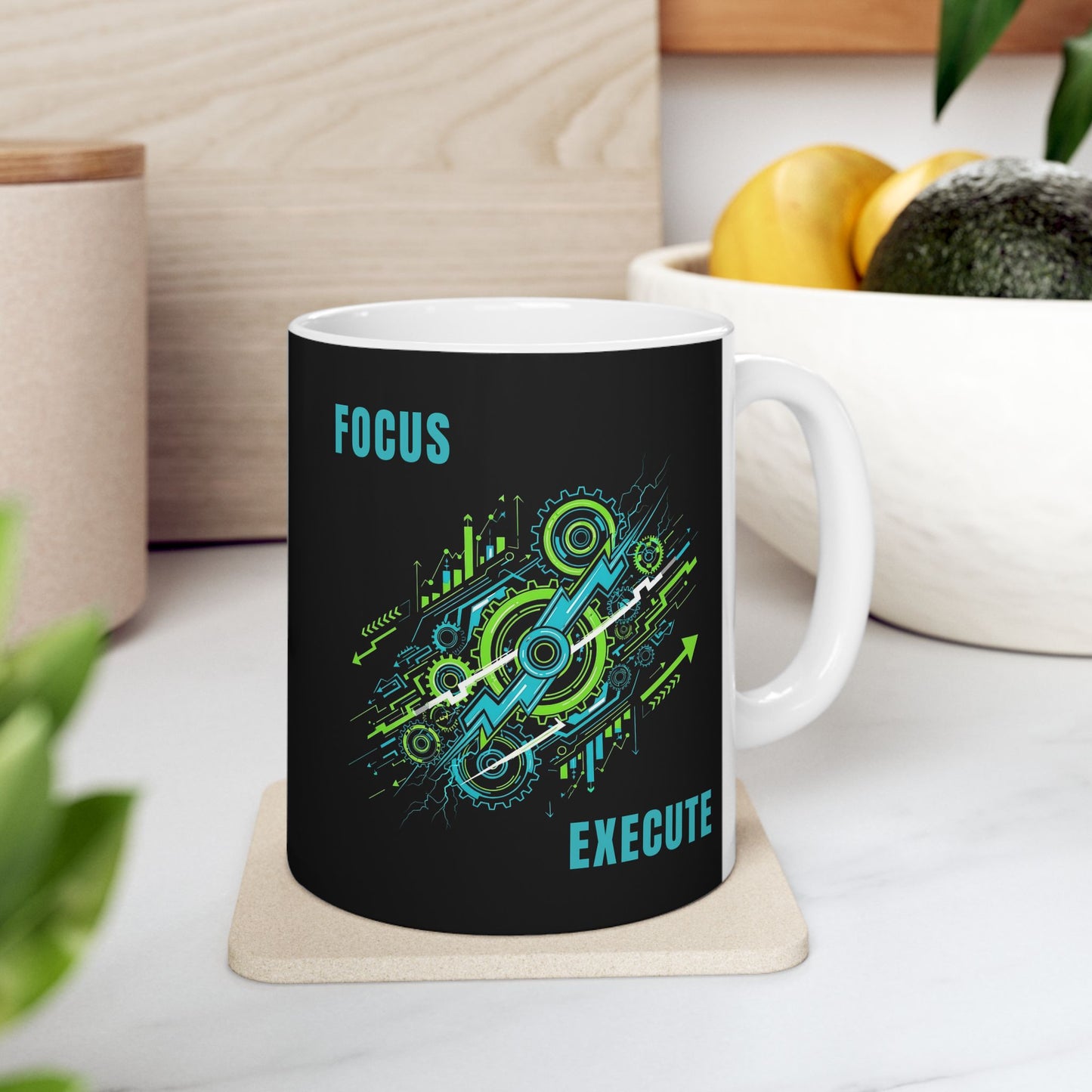 Motivational Ceramic Mug for Focus and Execution, Inspirational Coffee Cup, Office Gift, Gamer Mug, Unique Present