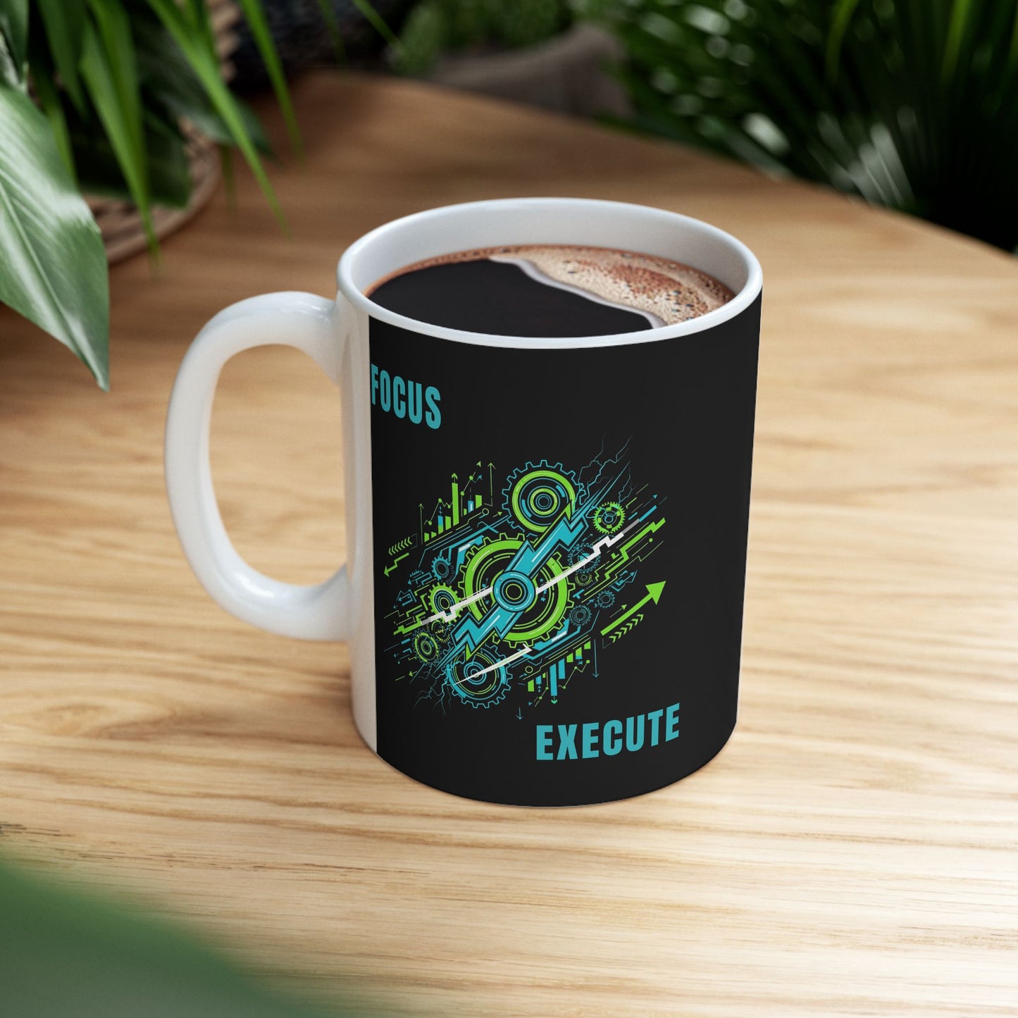 Motivational Ceramic Mug for Focus and Execution, Inspirational Coffee Cup, Office Gift, Gamer Mug, Unique Present