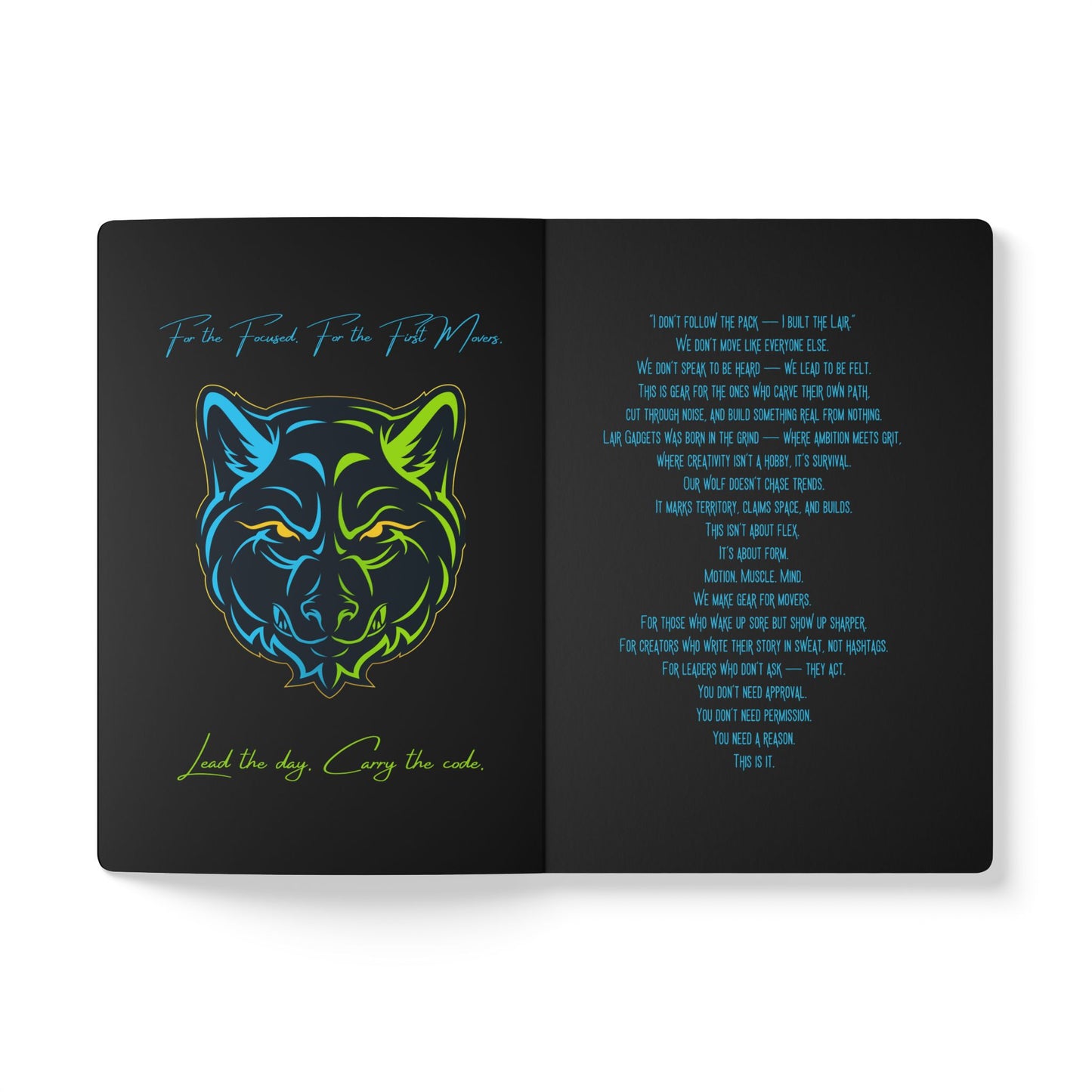 Lair Gadgets Wolf Softcover Journal, Motivational Notebook, Creative Writing Diary, Gift for Artists, School & Work
