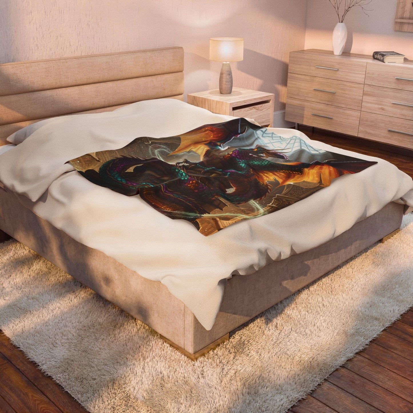 Dragon Throw Blanket – Plush Fantasy Reading Blanket for Couch Bed Sofa – Library Dragon Decor – Arcane Archives by Lair Gadgets
