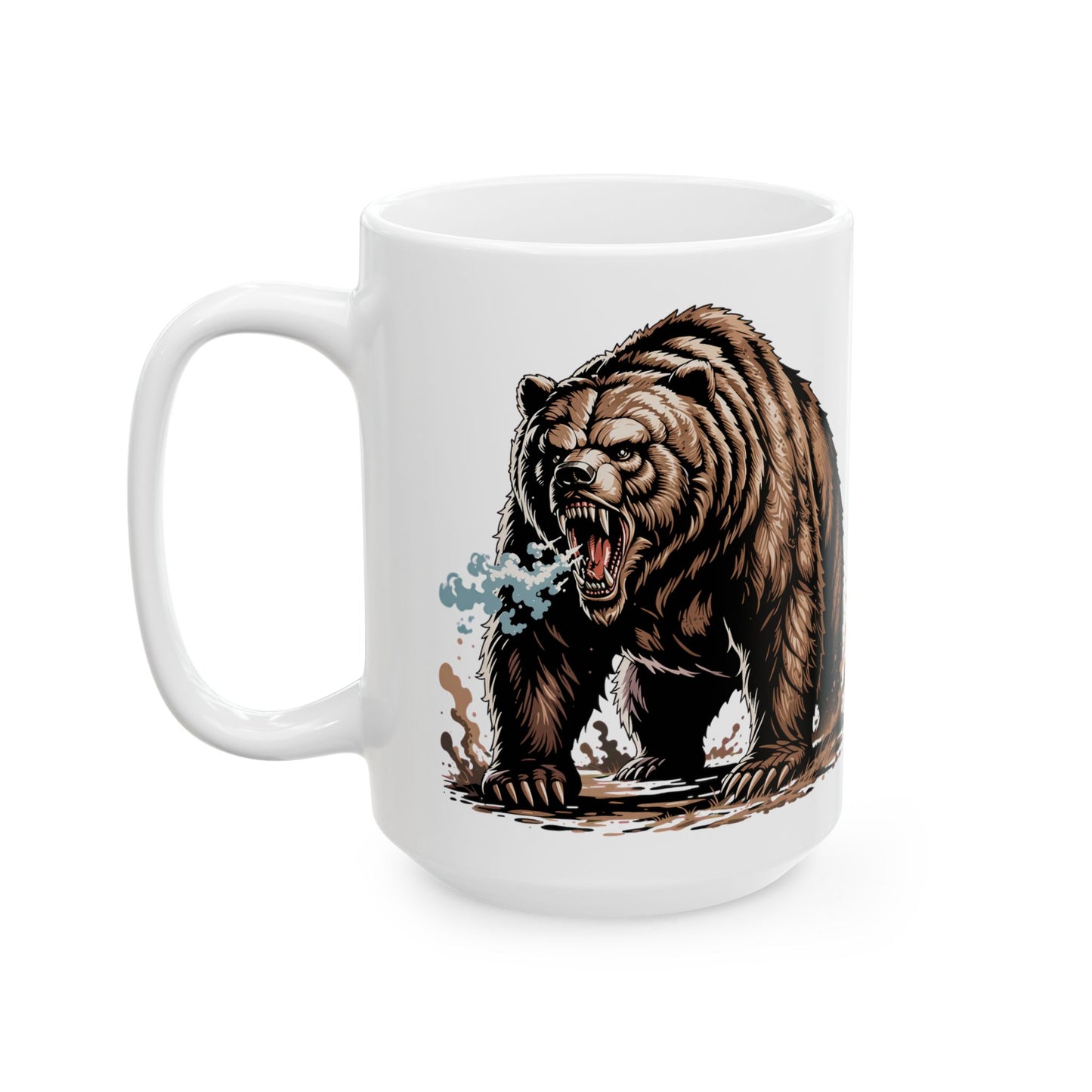 Bear on White Ceramic Mug, (11oz, 15oz)