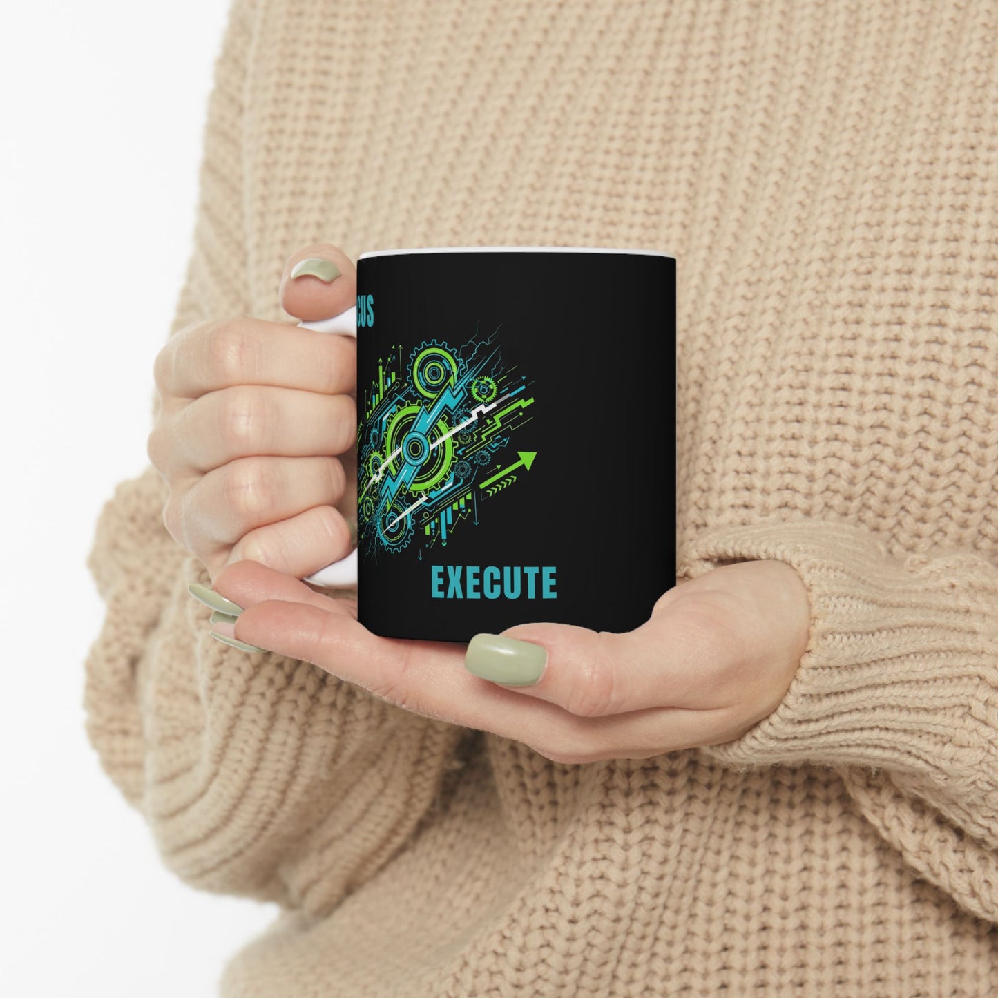 Motivational Ceramic Mug for Focus and Execution, Inspirational Coffee Cup, Office Gift, Gamer Mug, Unique Present
