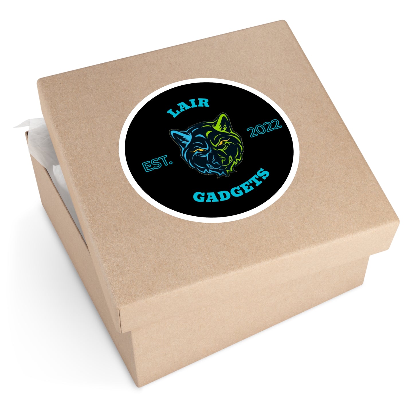 Lair Gadgets Round Stickers, Cool Tech Decals, Gift for Gamers, Laptop Stickers, Unique Home Decor, Indoor/Outdoor Decor