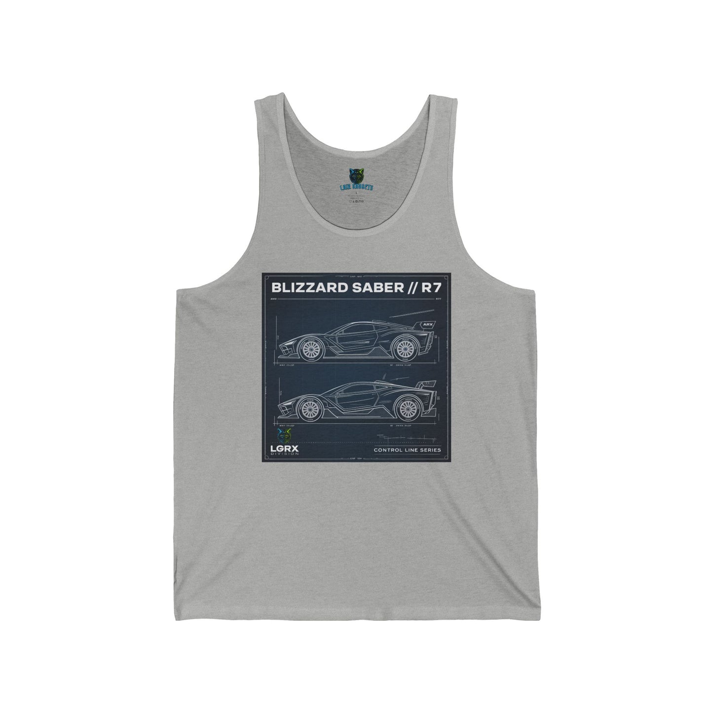 Blizzard Saber R7 T-Shirt, Car Blueprint Art, Automotive Enthusiast Apparel, Racing Car Design, LGRX Division, Control Line Series