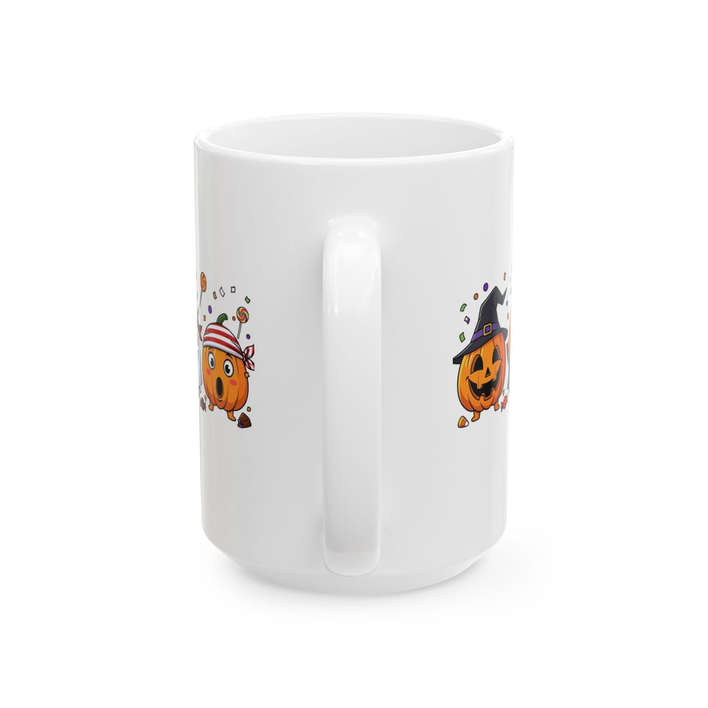 Halloween Pumpkin Friends Ceramic Mug, Cute Halloween Mug, Pumpkin Coffee Cup, Spooky Decor, Fall Essentials