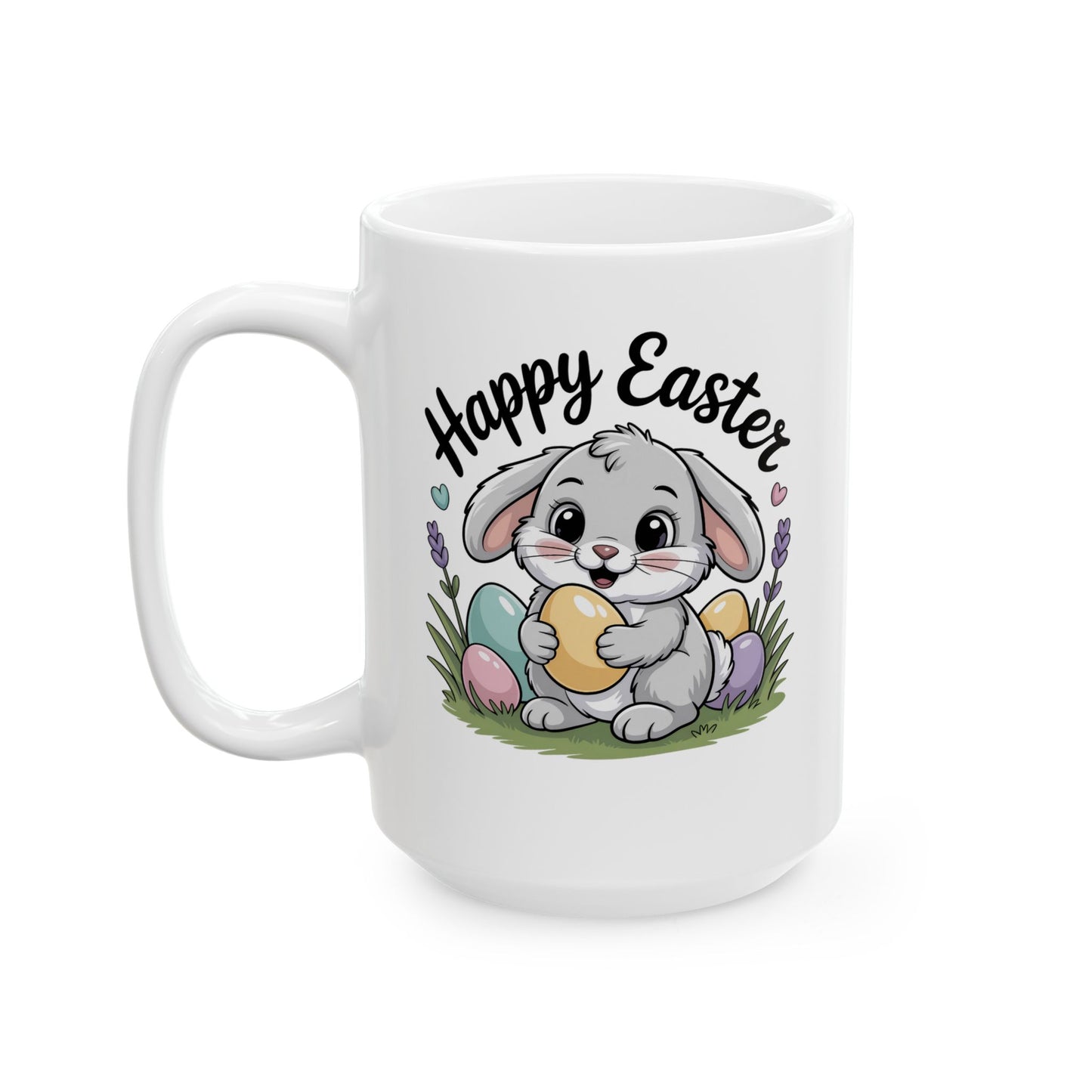 Happy Easter Bunny Coffee Mug 15oz Ceramic – Cute Spring Holiday Gift by Lair Gadgets - B0GKDCQ1DH