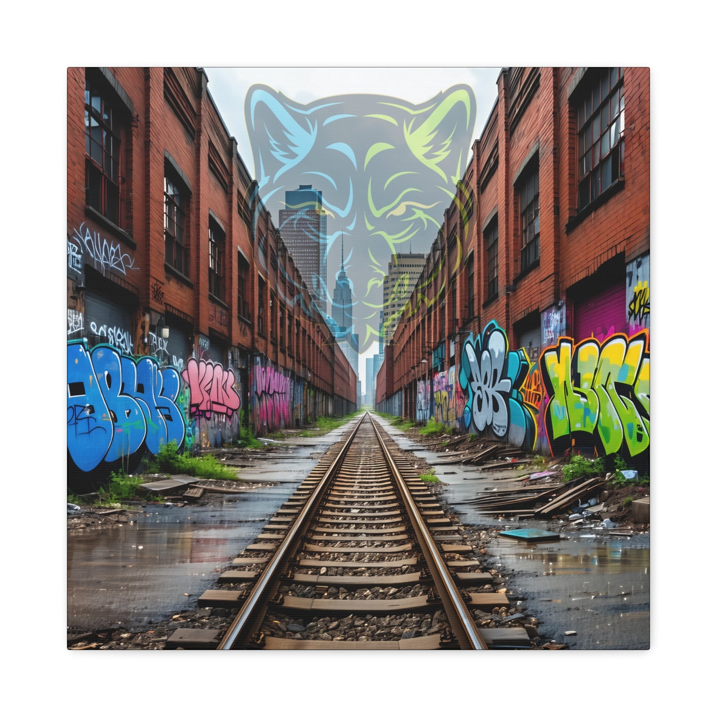 The Lair Is KC // 20x20 Canvas Print Born from bricks, shadows, and signal noise.