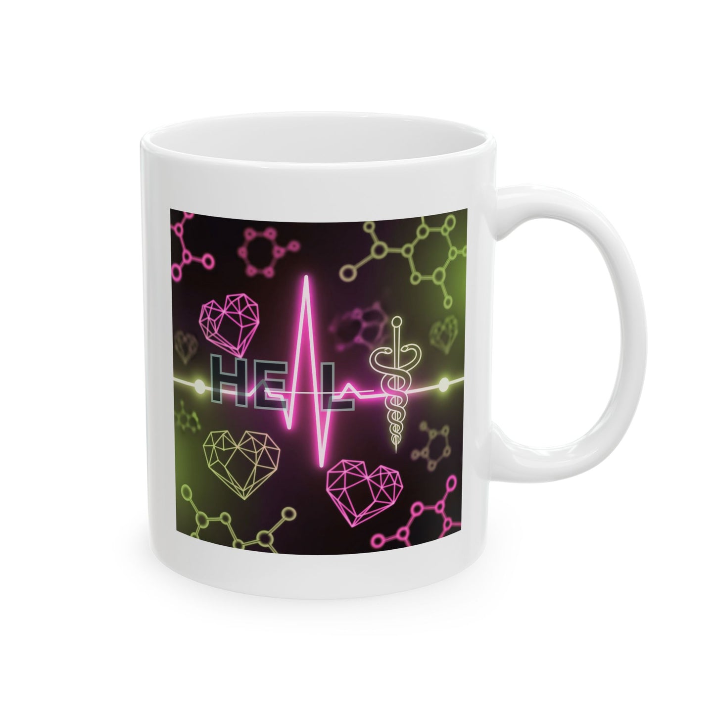 Medical Mug, Healthcare Coffee Mug, Caduceus Mug, Science Mug, Doctor Mug, Nurse Mug, Gift for Med Students, Heartbeat Mug, Molecular Mug