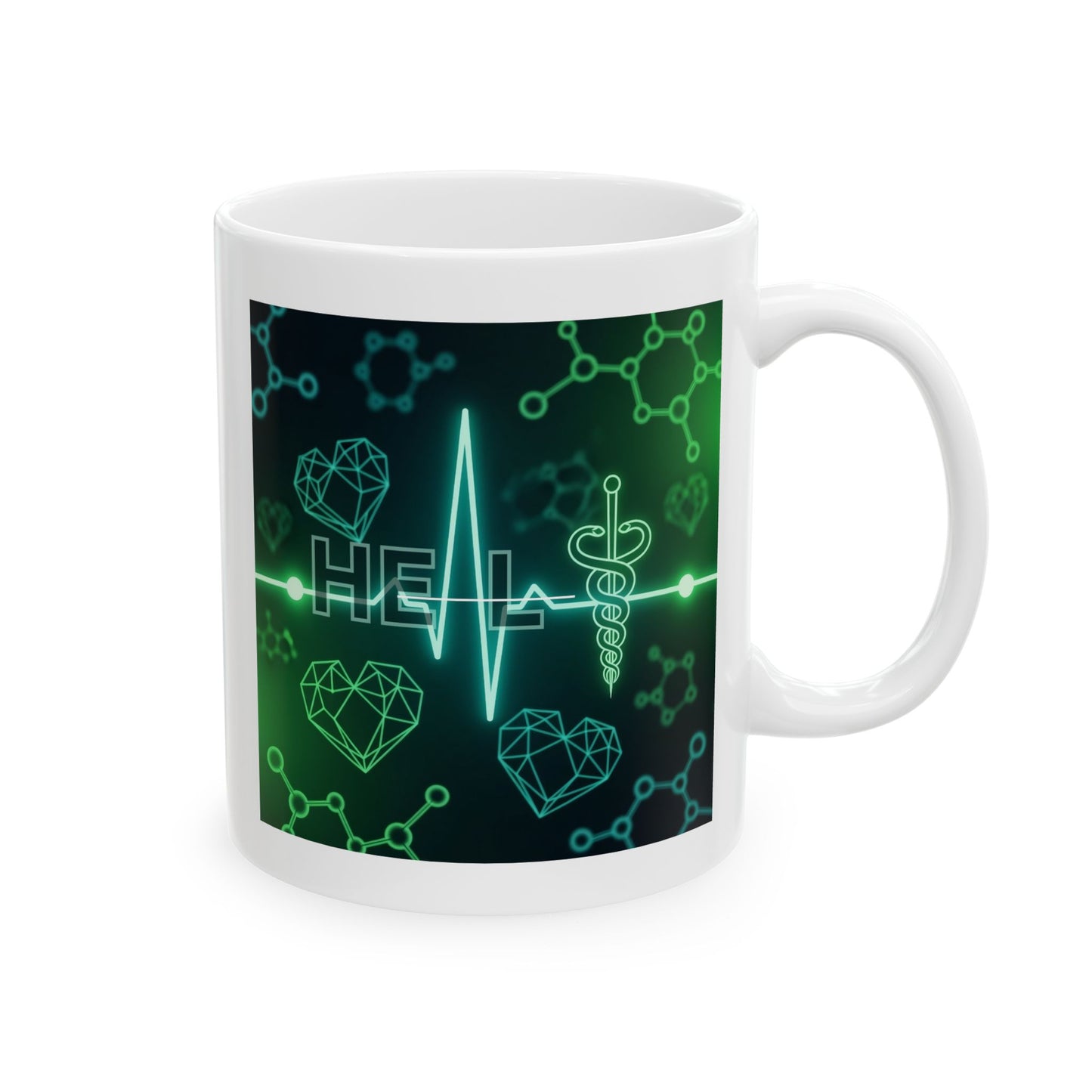 Medical Mug, Healthcare Coffee Mug, Caduceus Mug, Science Mug, Doctor Mug, Nurse Mug, Gift for Med Students, Heartbeat Mug, Molecular Mug