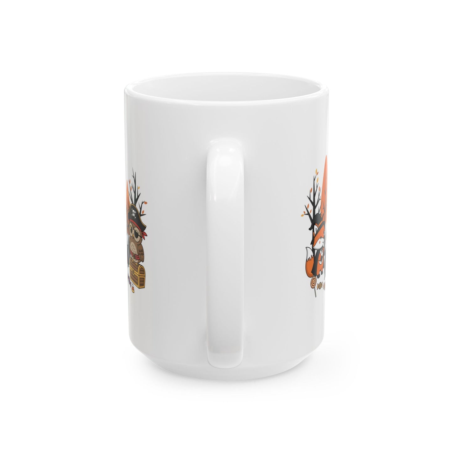 Autumn-Themed Ceramic Mug, Cozy Fall Decor, Cute Animal Design, Gift for Coffee Lovers, Seasonal Drinkware